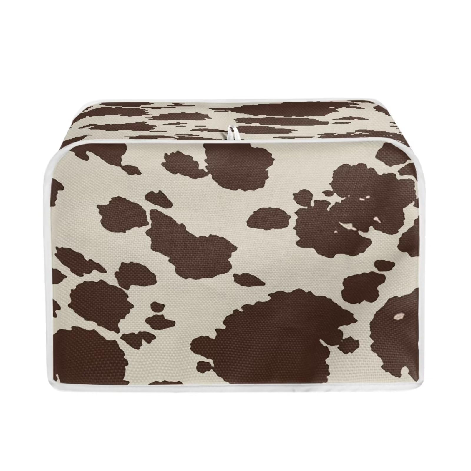 JSLXYYBQ Brown Cow Print Toaster Cover 2 Slice Wide Slot Kitchen Appliance Durable Bread Maker Covers with Zipper Fingerprint Protection Women Gift