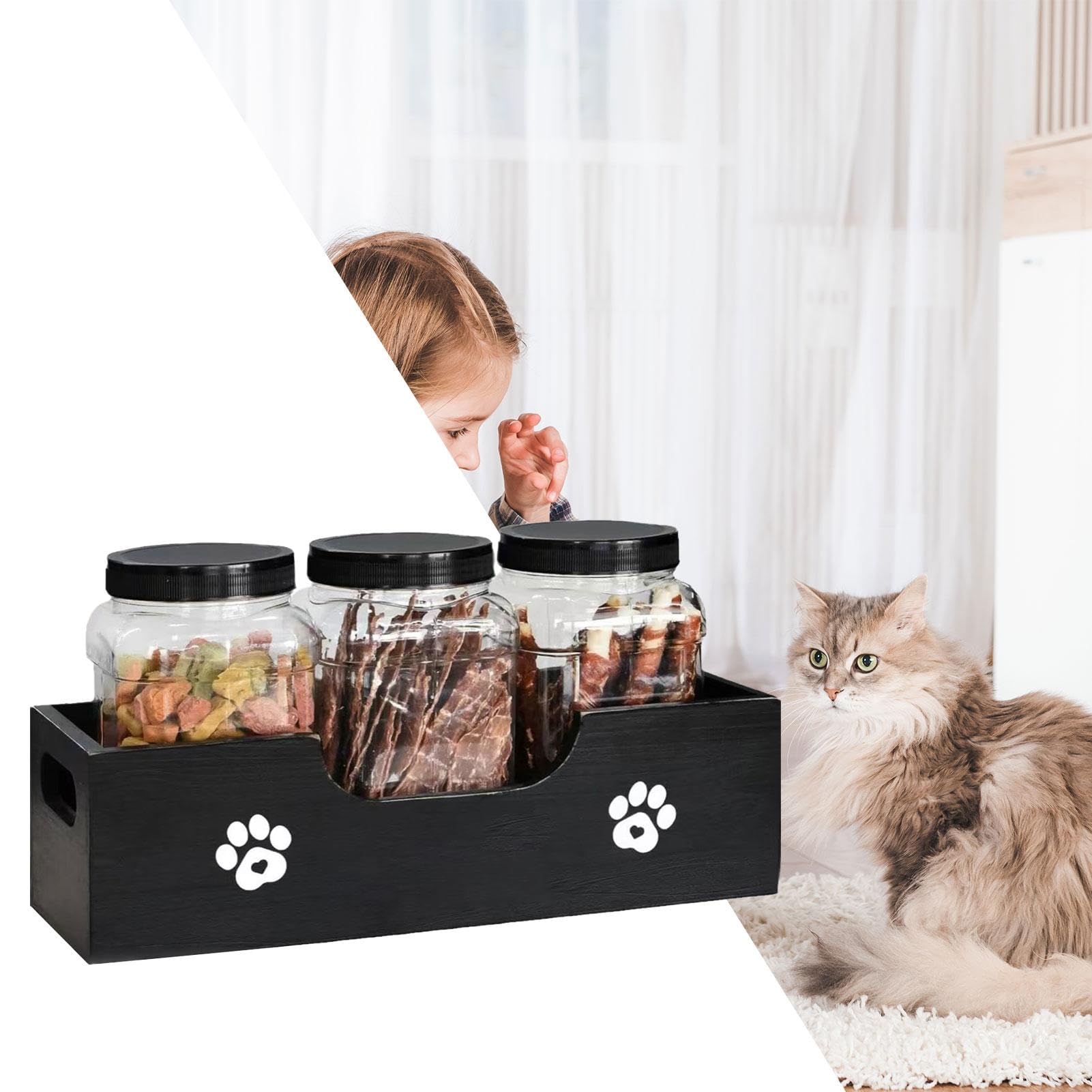 Ciotole Per Cani E Gatti Con Supporto In Legno - Ceramica, Doppia, 480 Ml - Foto 5