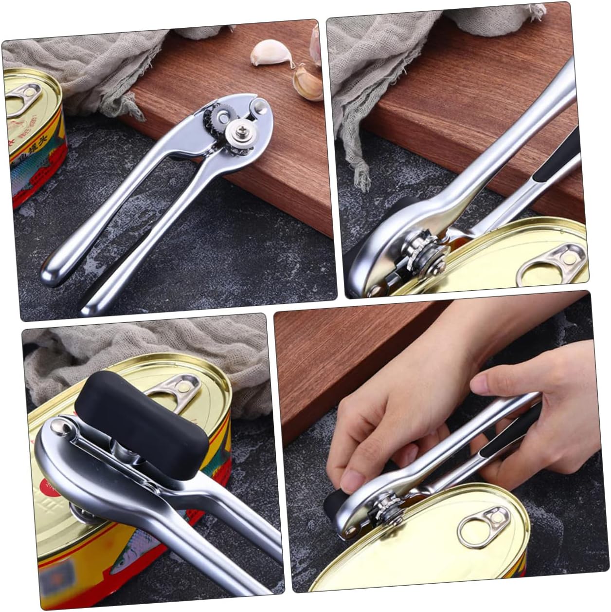 Multi-function Manual Can Opener Tool Non-slip Handle Versatile for Cans and Bottles for Kitchen Restaurant and Parties Chrome Finish