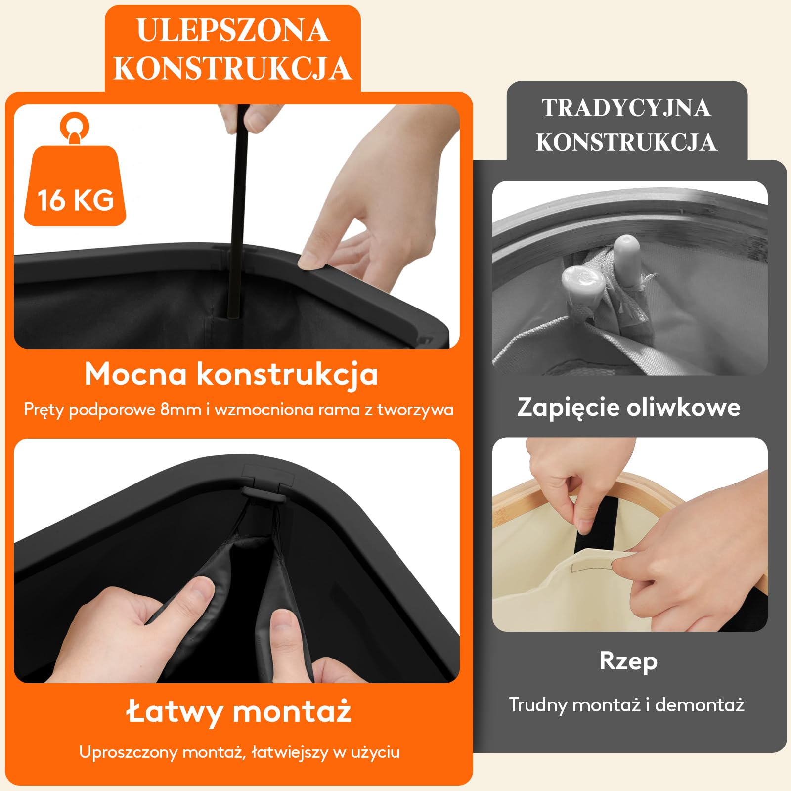 Lifewit Kosz na pranie z pokrywką na kółkach, 85L kosz na pranie z plastikowym ramieniem, składany duży kosz sortujący bieliznę, kosz na bieliznę Laundry Baskets do sypialni, łazienki, czarny