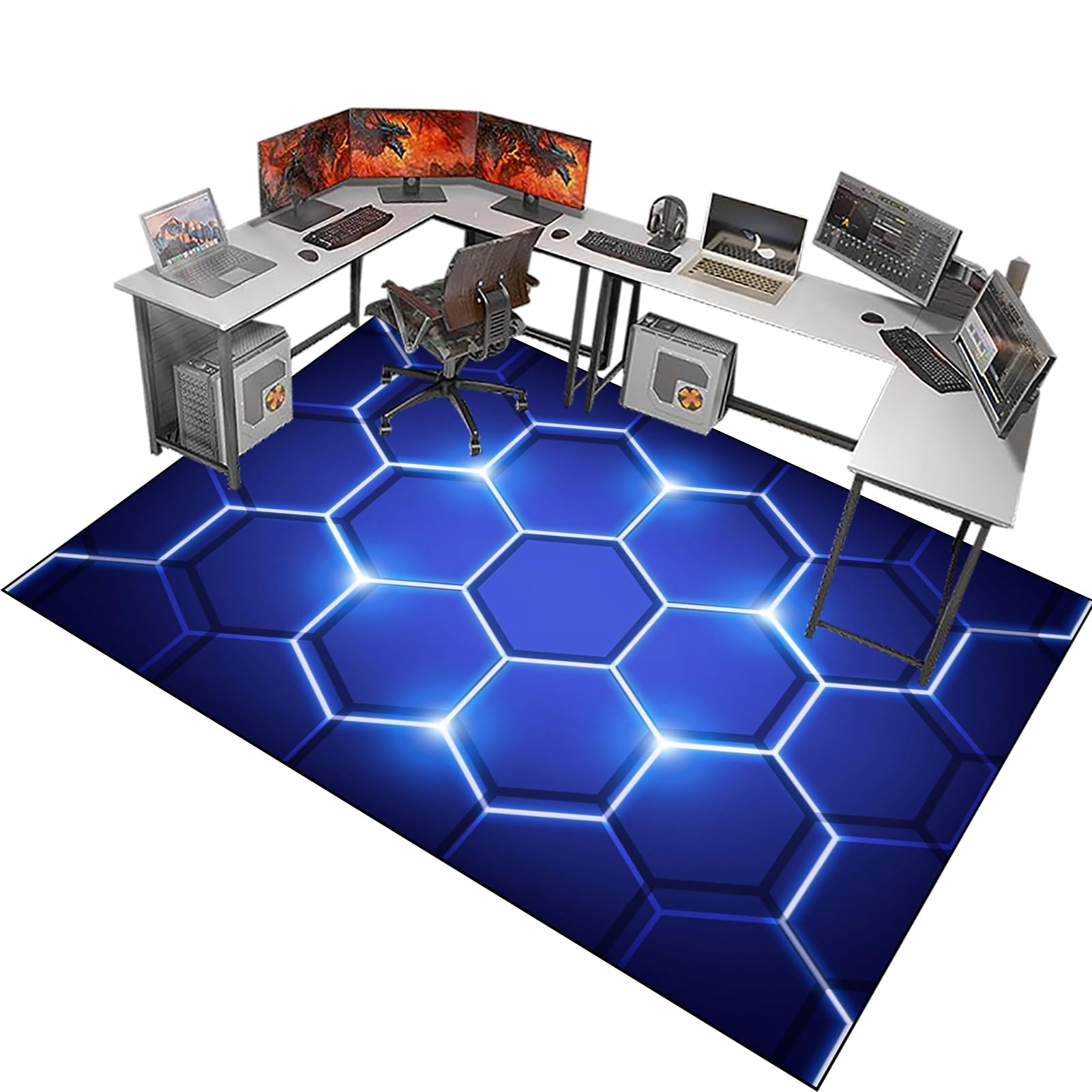 Fzamudng Office Chair Mats for Carpeted Floor, Carpet Protector Chair Mat, Gaming Chair Mat for Hardwood Floors Carpet Wooden Floors Non-slip Floor Protector, Desk Chair Mat for Carpet 150 x 180 cm