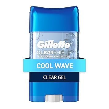 Gillette Antiperspirant and Deodorant for Men, 72hr Sweat & Odor Protection, Long Lasting Freshness, Anti-White Mark Technology, Clear Gel, Cool Wave Scent, 2.85 oz