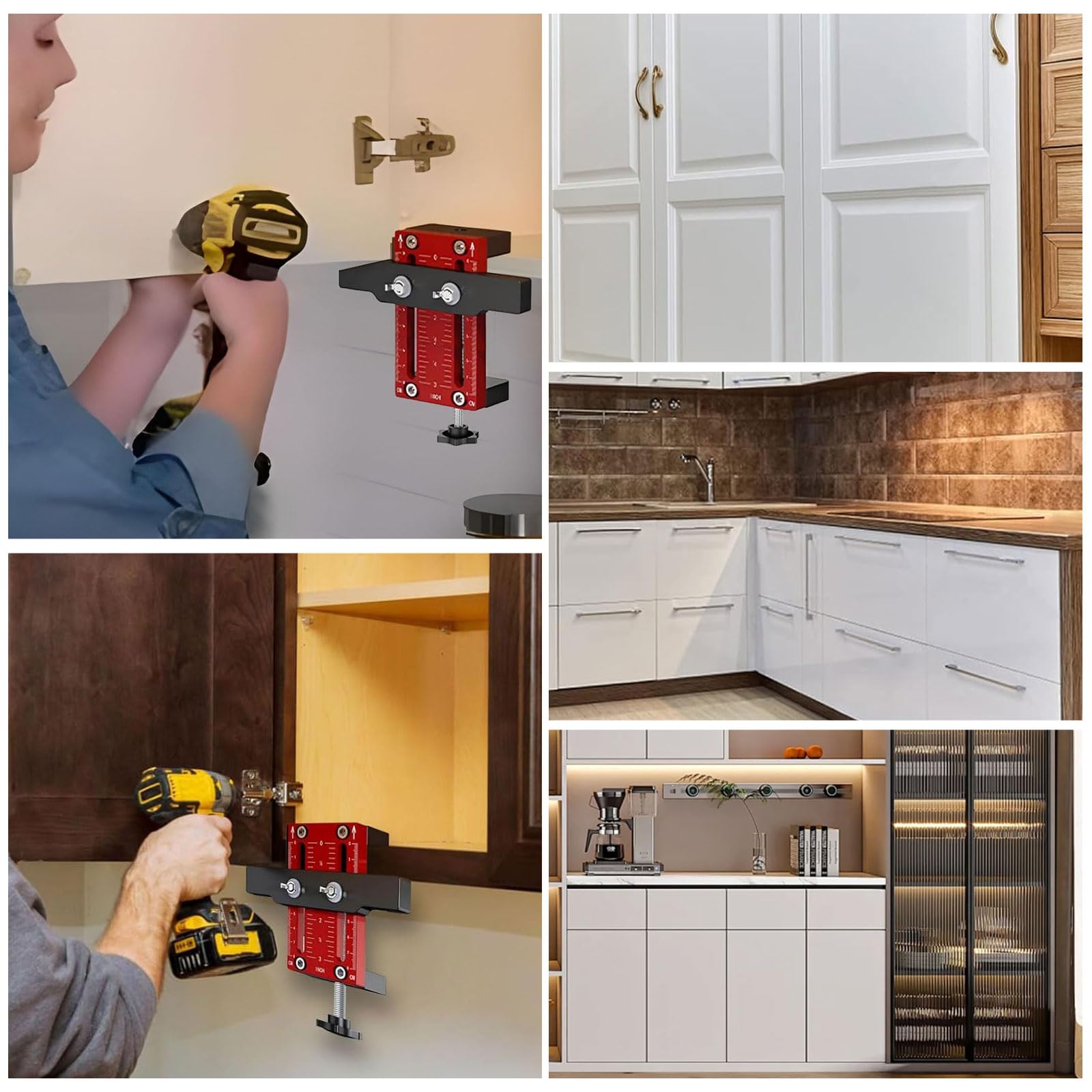 Positionneur d'installation de porte d'armoire, gabarit de quincaillerie d'armoire, longueur réglable de 10 à 60 mm, outil de positionnement de porte d'armoire compatible avec la plupart des