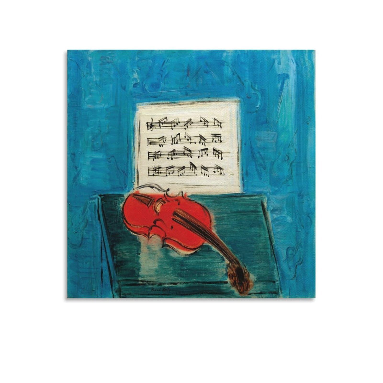 KLAGCBDF Raoul Dufy Violon Rouge Sur Fond Bleu Posters Art Print Wall Photo Paint Poster Hanging Picture Family Decor 28x28inch(70x70cm)