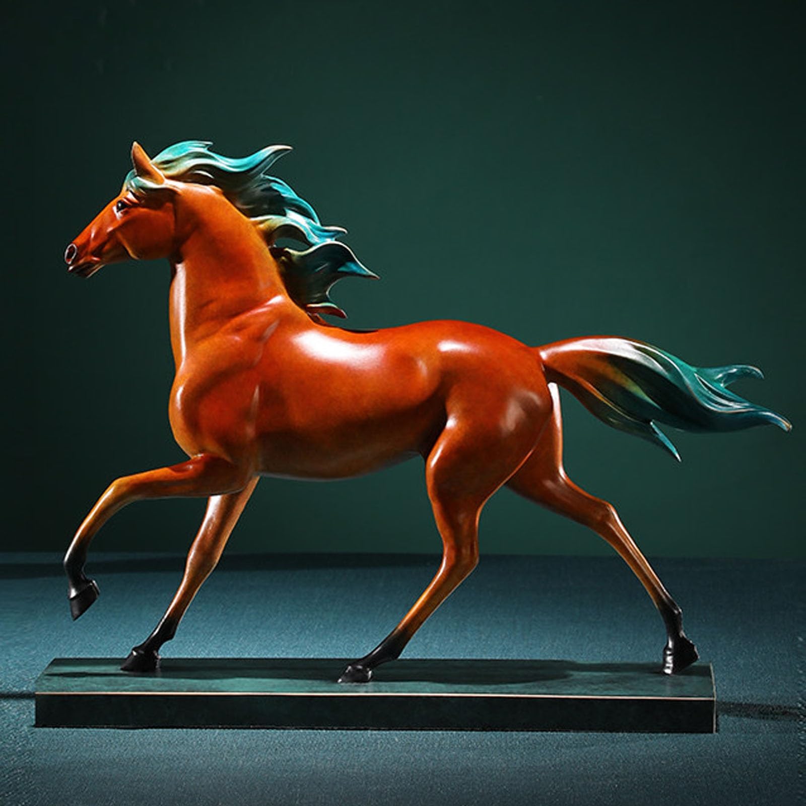 KCHENHS Brass Horse Statue, Feng Shui Zodiac Horse Year Ornament, Auspicious Souvenir for the 2026 Lunar New Year(Red,S)