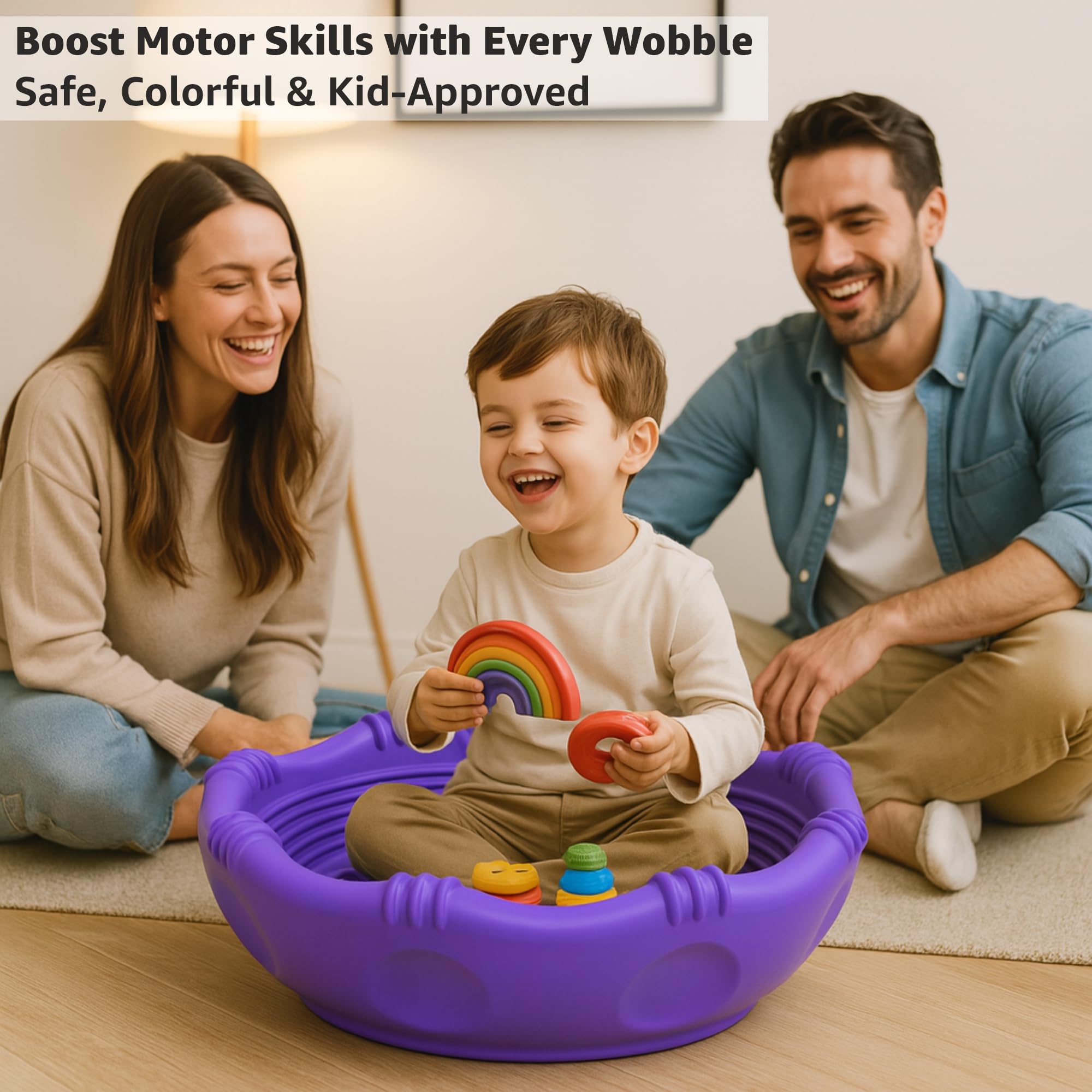Amazon Brand - Jam & Honey 2-in-1 Rocking and Climbing Dome for Toddlers | Indoor/Outdoor Wobble Disk | 25kg Weight Capacity | Kids 2-5 Years | Balancing Board for Kids 2