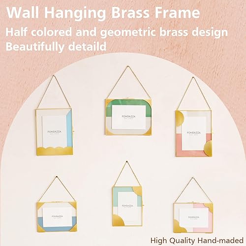 Miniatura 2 de Marco de fotos dorado para colgar, se adapta a fotos de 5 x 7 y 4 x 6, decoración de pared decorativa de latón, marco de vidrio moderno con cadena,