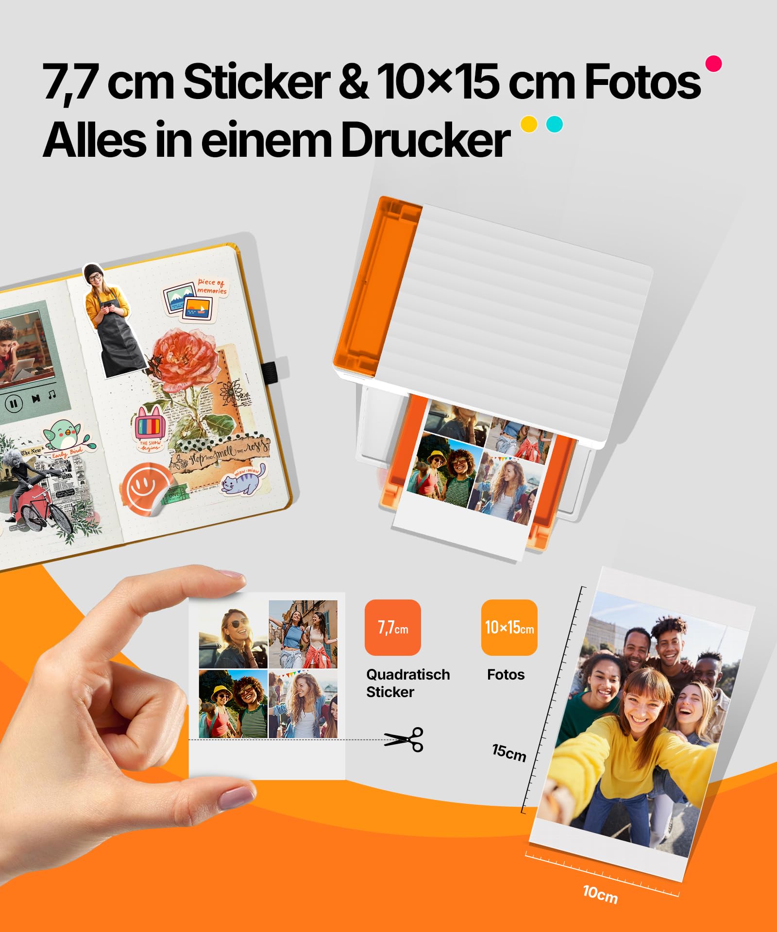 Liene Amber M110 Mini Fotodrucker Thermosublimation Bluetooth 10x15 cm Fotopapier