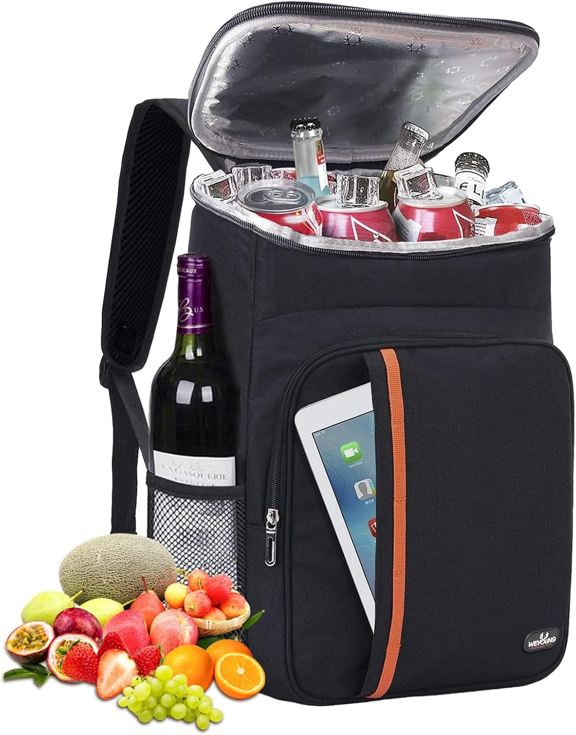Zaino Termico da 24 Litri - Borsa Termica Extra Large Zaino da Picnic Impermeabile Zaini Ultraleggeri Uomo Donna per Picnic Escursionismo Campeggio Barbecue Campeggio Eventi Sportivi (nero)