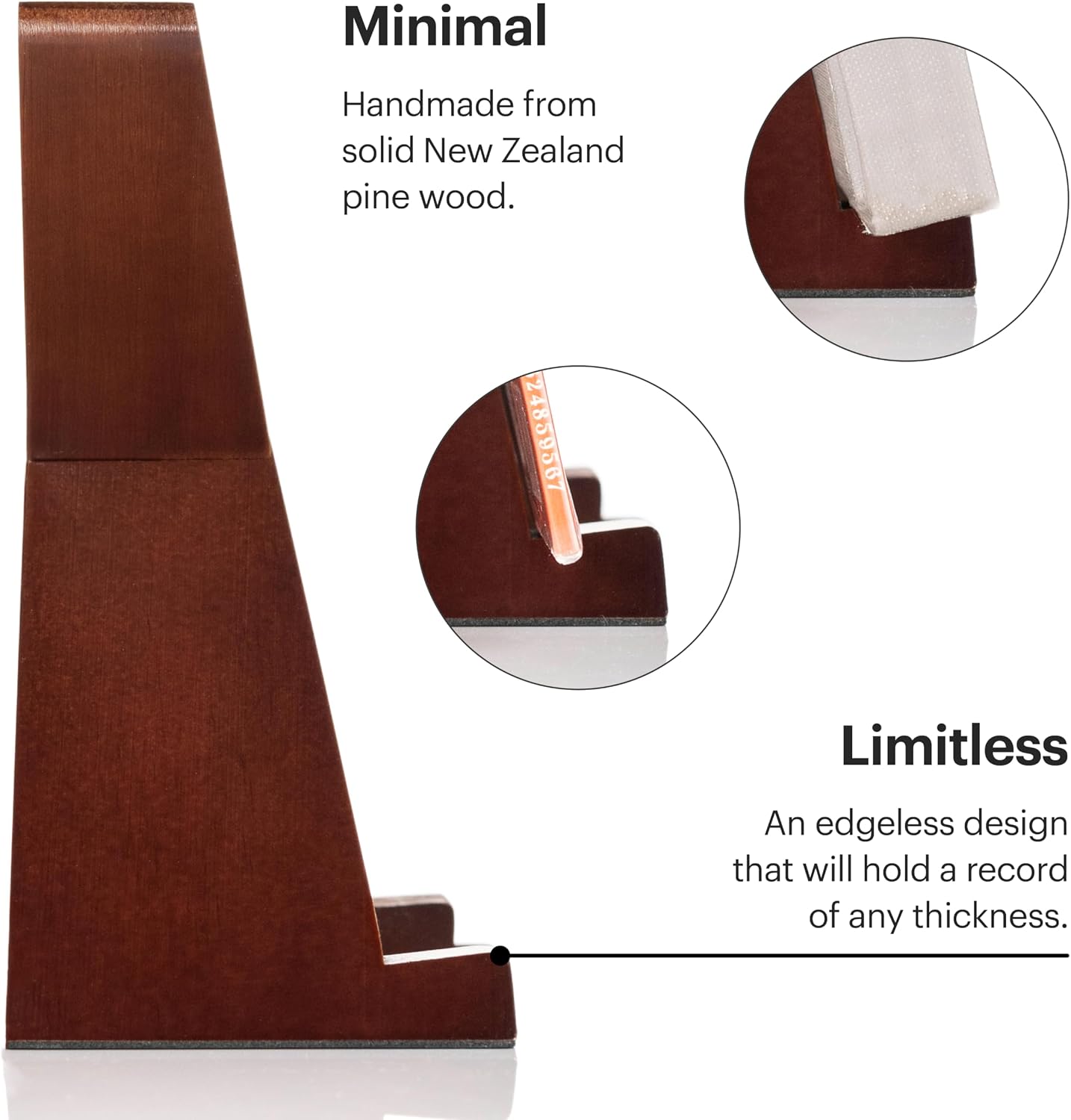 Vinyl Record Stand - an Elegant Display Shelf Made from Solid Wood - This Tabletop Vinyl Record Holder Will Fit Any Album (Brown) image 4