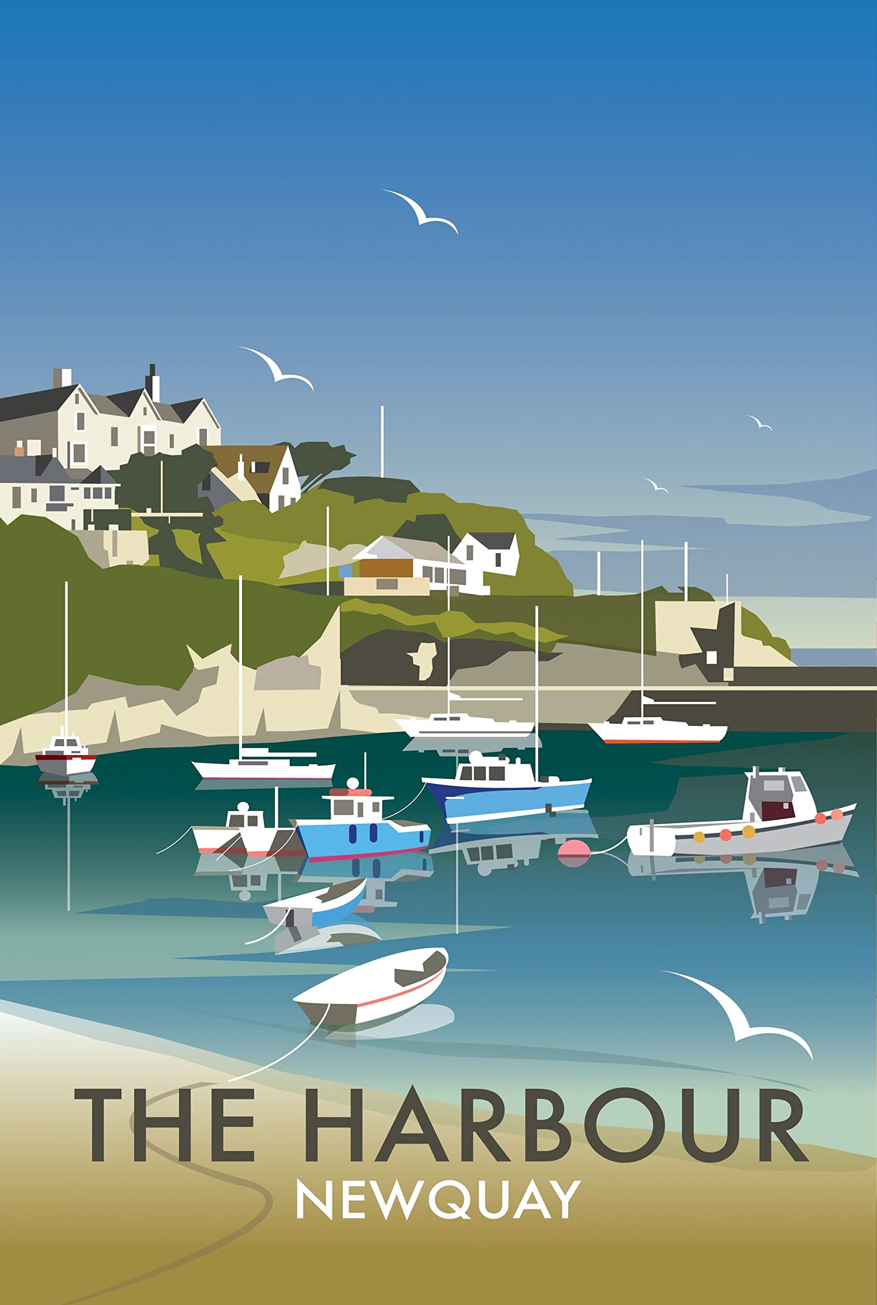 Vintage Newquay Harbour Cornwall Travel Advertising Poster Wall Art Print A4 & A3 (A4)