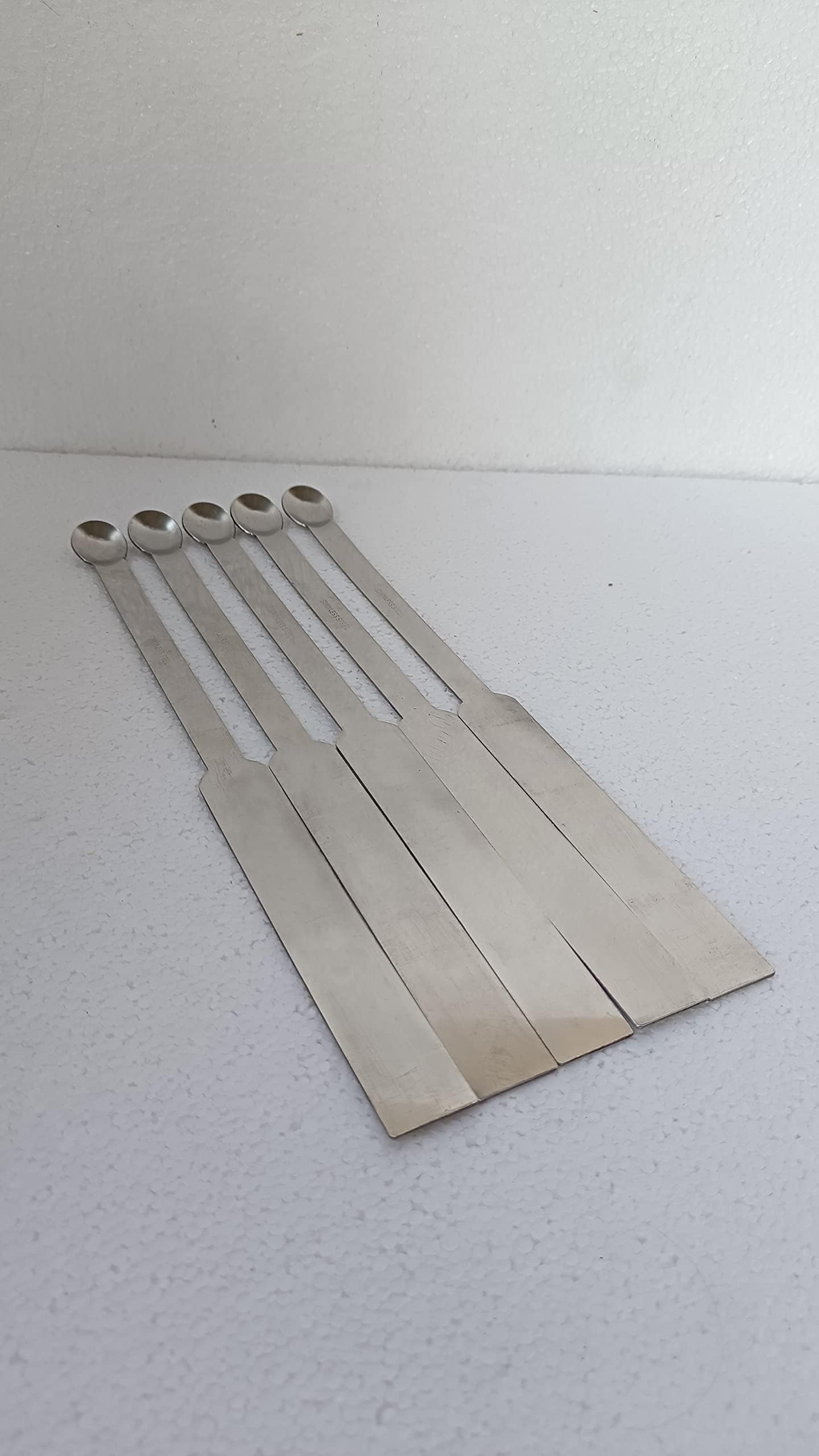 WKM Stainless Steel Micro Wire Spatula Spoon Double Ended for Chemistry Laboratory Flat end Type - Pack of 5 (50 x 8 mm Wide, Overall Length 23 cm)-image-25