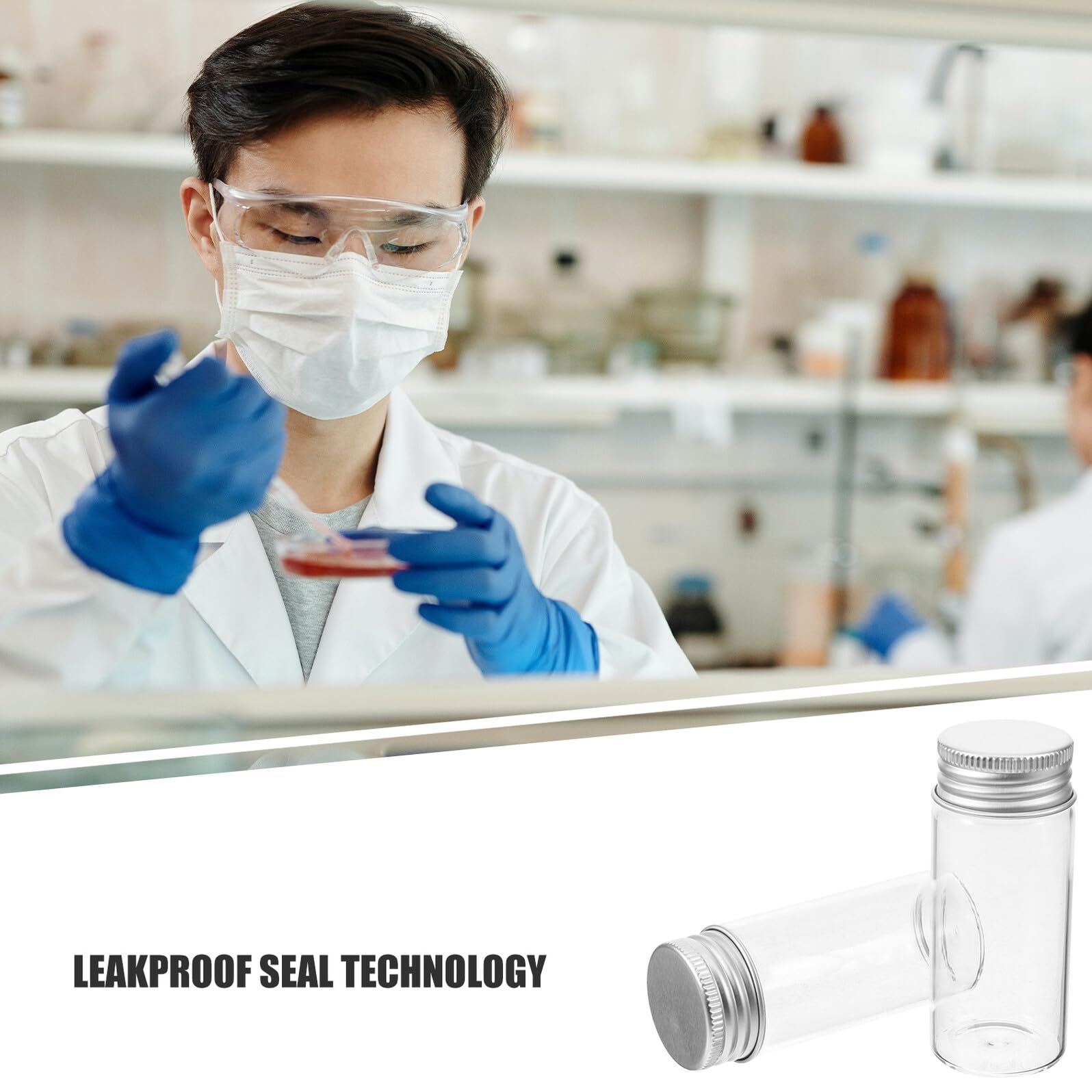 30stücke Glasfläschchen mit Deckel Volumen Auslaufsicher und Transparent für Proben und Reagenzien Wiederverwendbare Kleine Glasröhrchen für Labor und Unterwegs