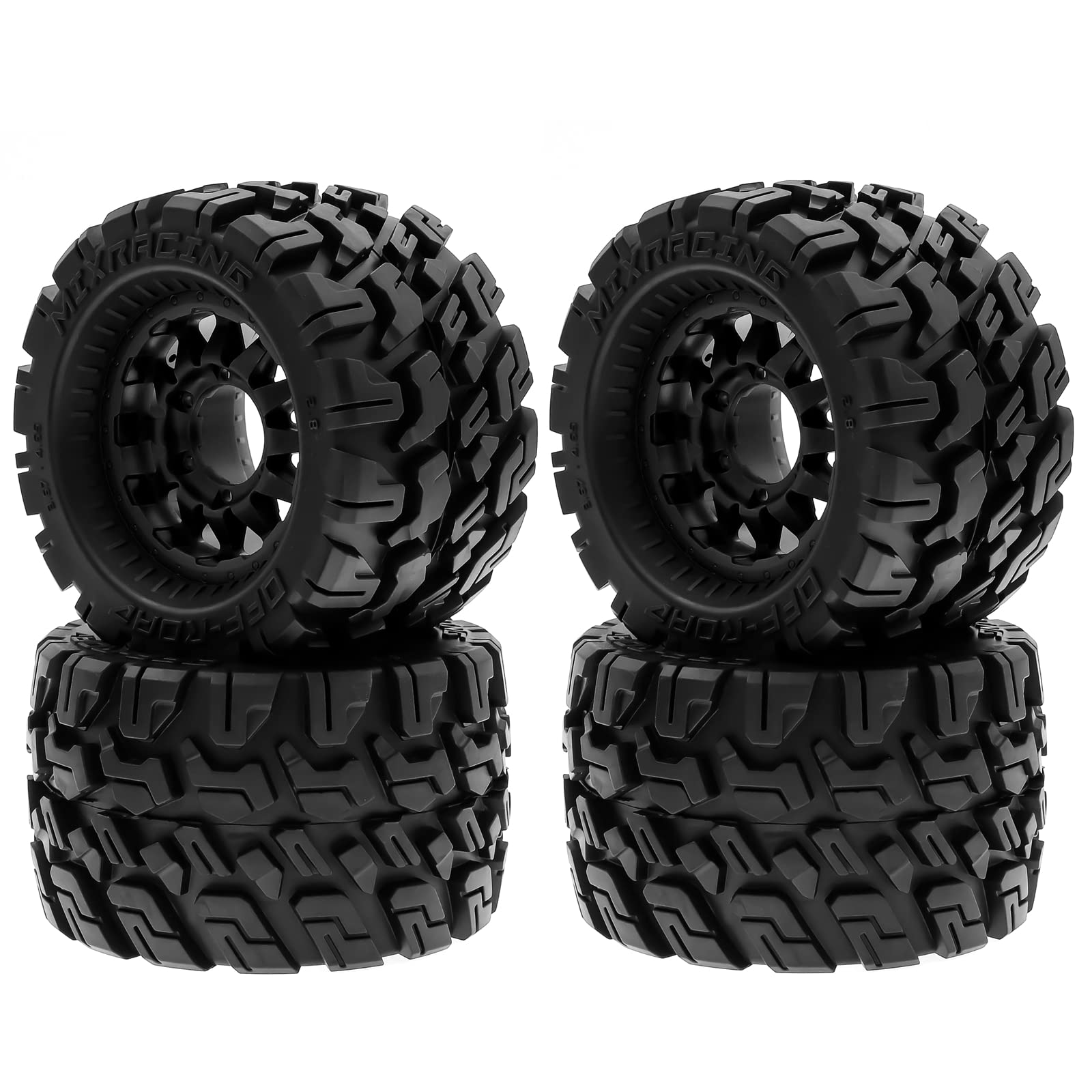 Pneus noirs de voiture en caoutchouc RC 120x72x69mm HUIOP pour Traxxas TRX4 Axial 1/10