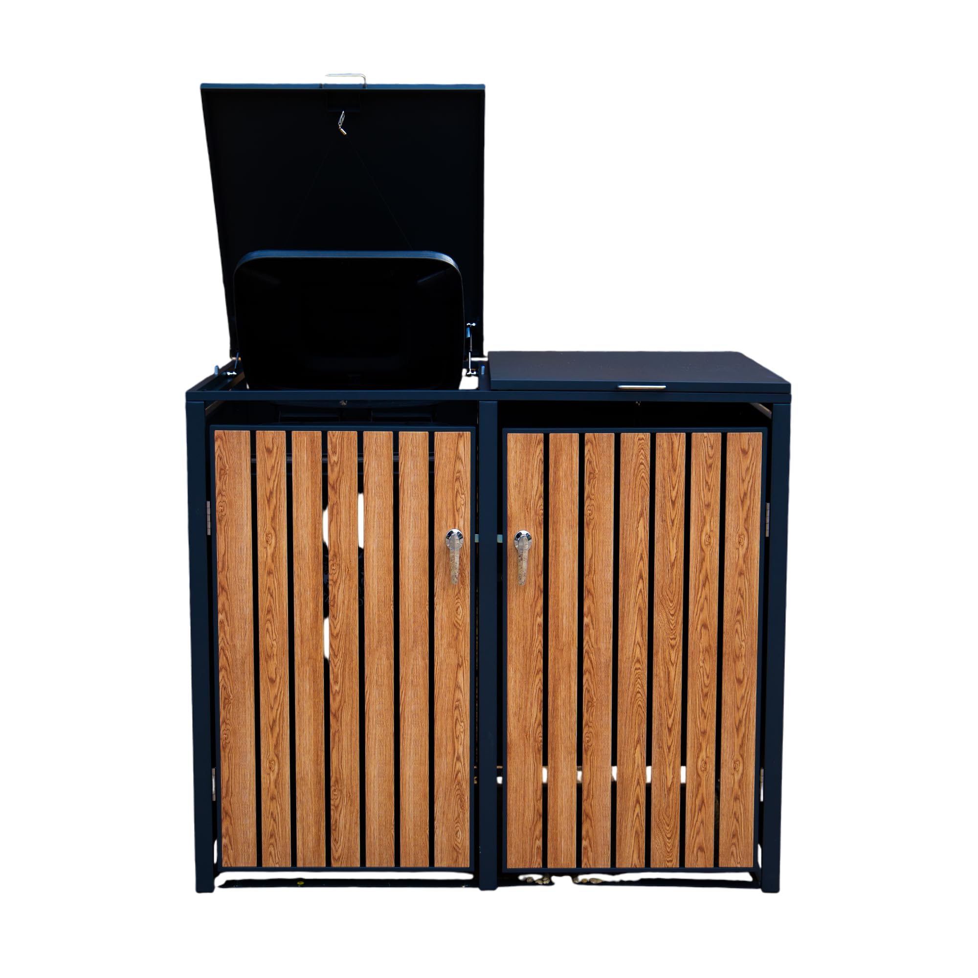 Wheelie bin cover wood effect lift up lid (Double)
