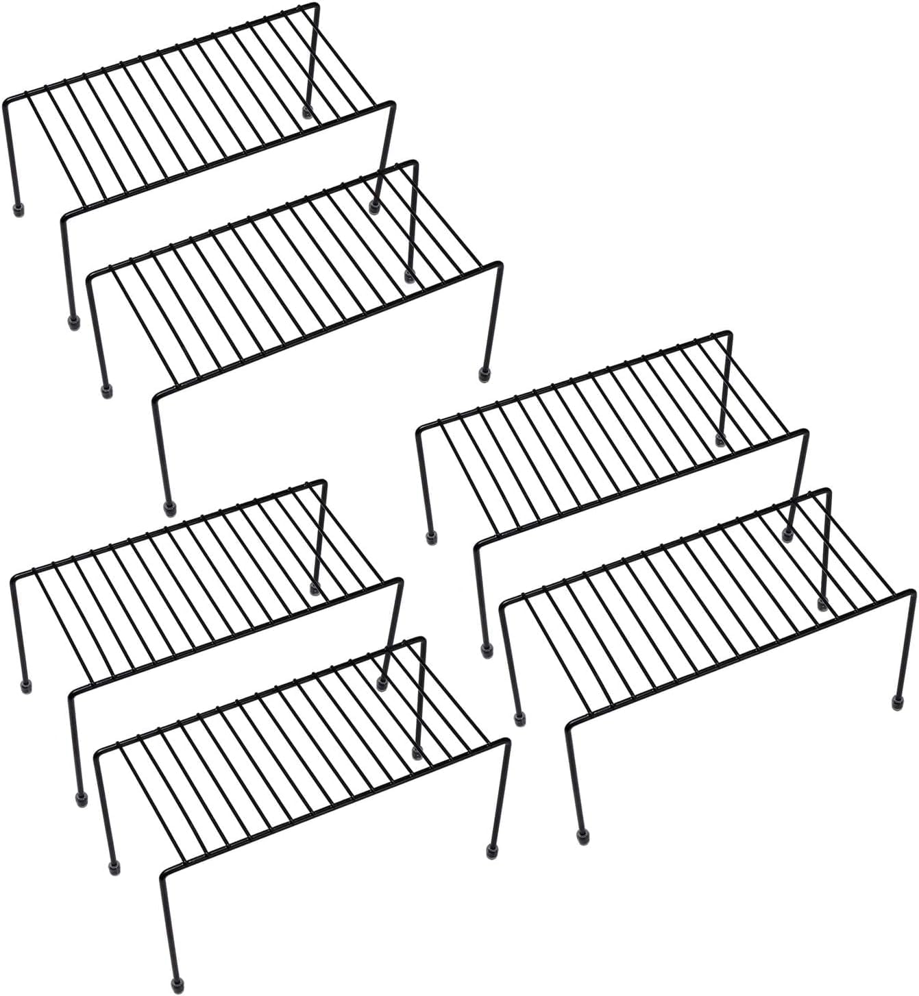 SIBAO Kitchen Shelves, Cabinet Organization Mini Storage Shelf, Storage Rack Organizer for Kitchen, Fridge, Cabinet, Bathroom (Black 6)