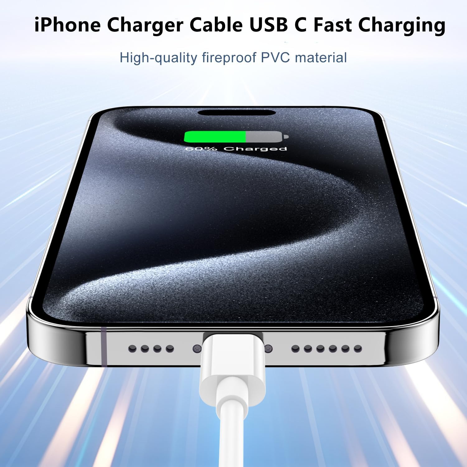 Cavo USB C Ricarica per iPhone 16 15, 2Pack 2M Long Cavo USB C USB C Ricarica, 60W Cavi Ricarica Rapida Type C Cavetto 2M per Apple iPhone 16/16 Pro/16 Pro Max/15/15 Plus/15 Pro Max/iPad Pro