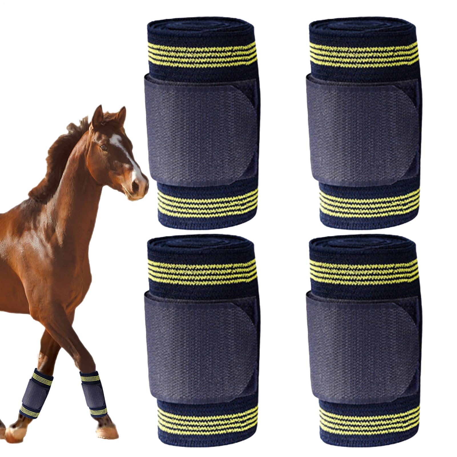 Fascie Da Stallo Per Benda Equestre Elastica | 4 Rotoli Di Fascie Per Cavallo In Piedi Per Uso Veterinario Ai Tendini Garretto Zoccoli Caviglia Ginocchio E Corsa