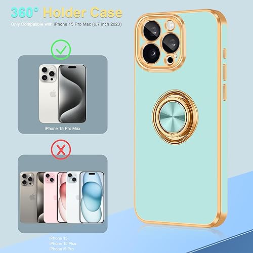 Miniatura 7 de Fingic Funda para iPhone 15 Pro Max con soporte de anillo de 360 soporte magnético para automóvil Lindo soporte delgado para mujeres y niñas, funda