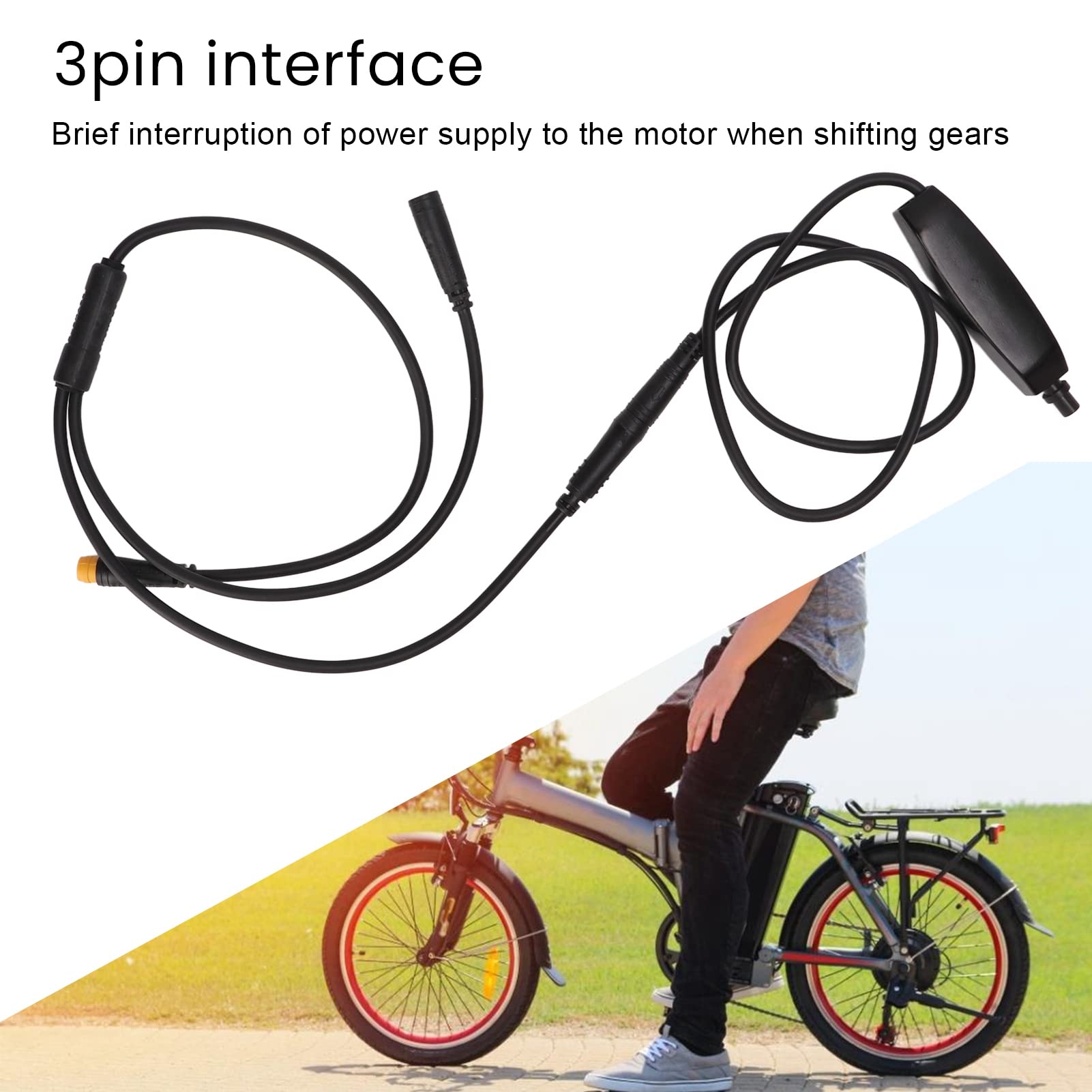 E czujnik zmiany biegów roweru chroń silnik 3-pinowy interfejs E zestaw do konwersji roweru części do aktualizacji modyfikacji roweru EBicycle (Sensor (metal) + 1T2 cable (long style))