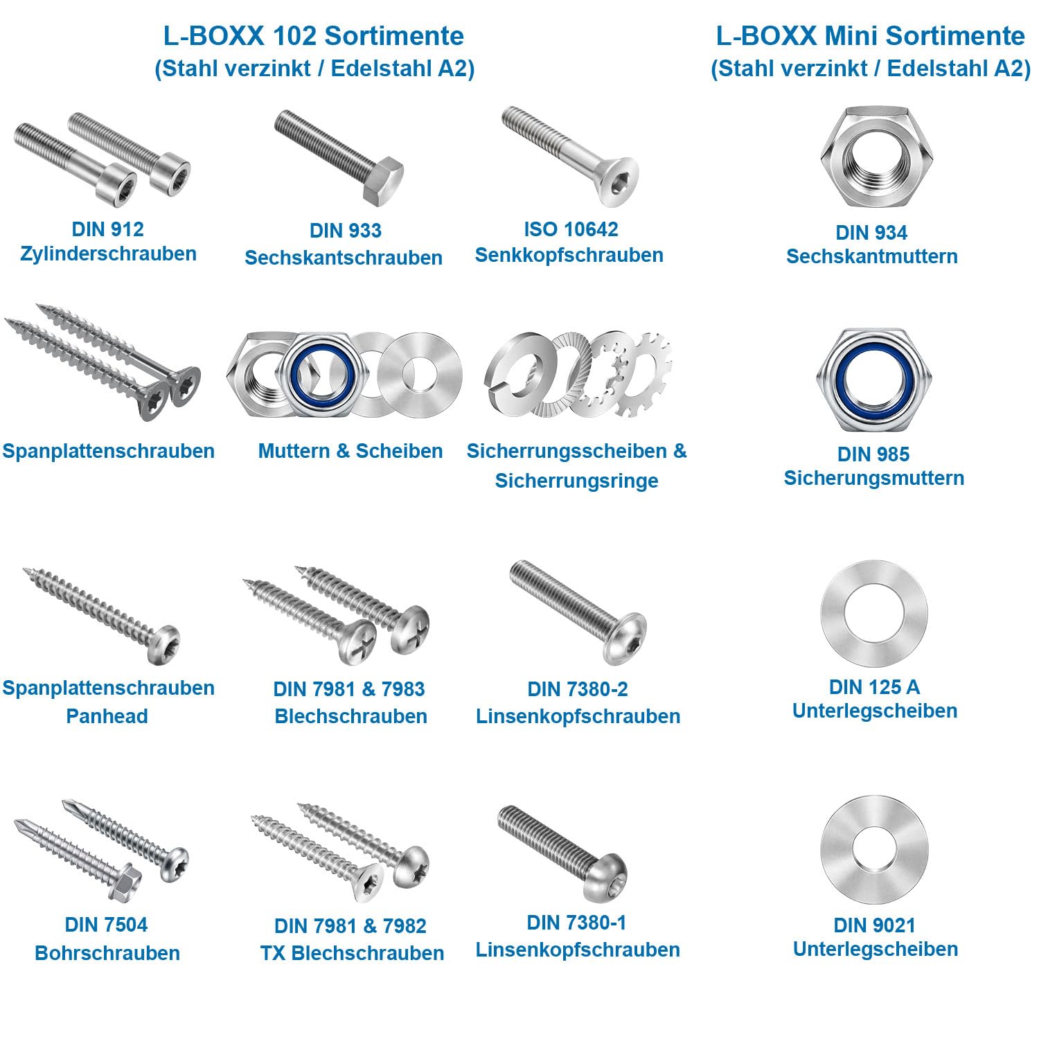 FRANTOS Holzschrauben Sortiment 3156-tlg (Stahl verzinkt) in L-BOXX + PROJAHN Holzbohrer Set 5-tlg + Felo TX Bit Set + Meterstab - Torx Spanplattenschrauben Senkkopf Universalschrauben