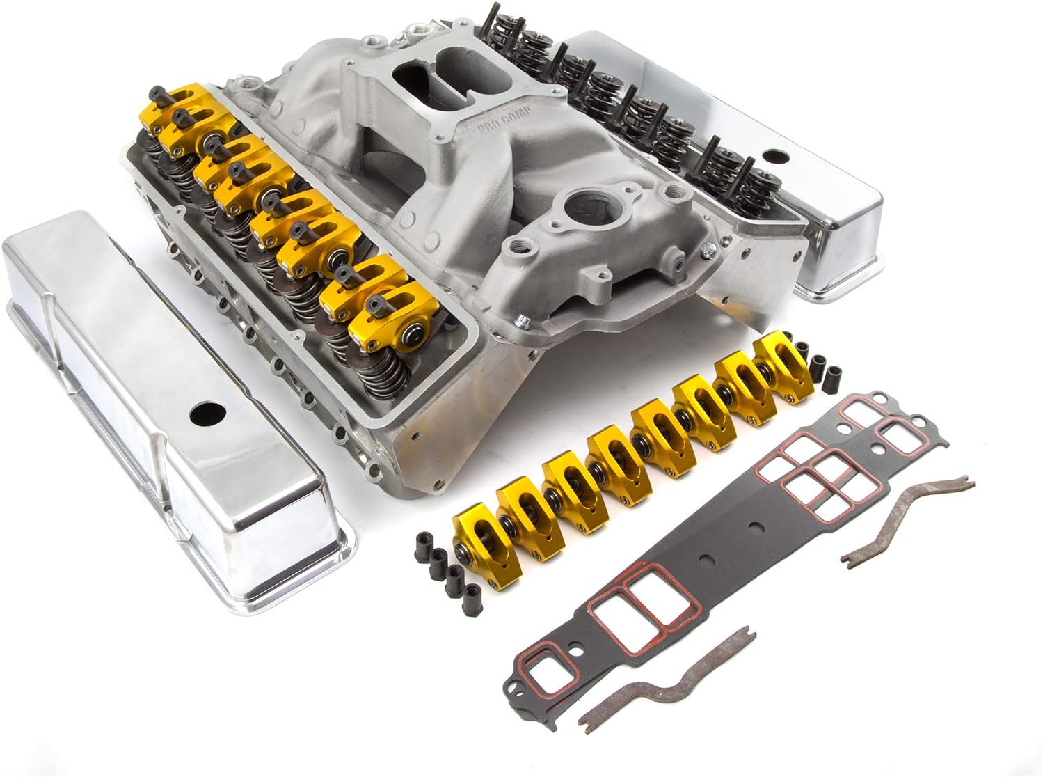 Speedmaster PCE435.1005 Compatible with Chevy SBC 350 Straight Plug Solid FT Cylinder Head Top End Engine Combo Kit