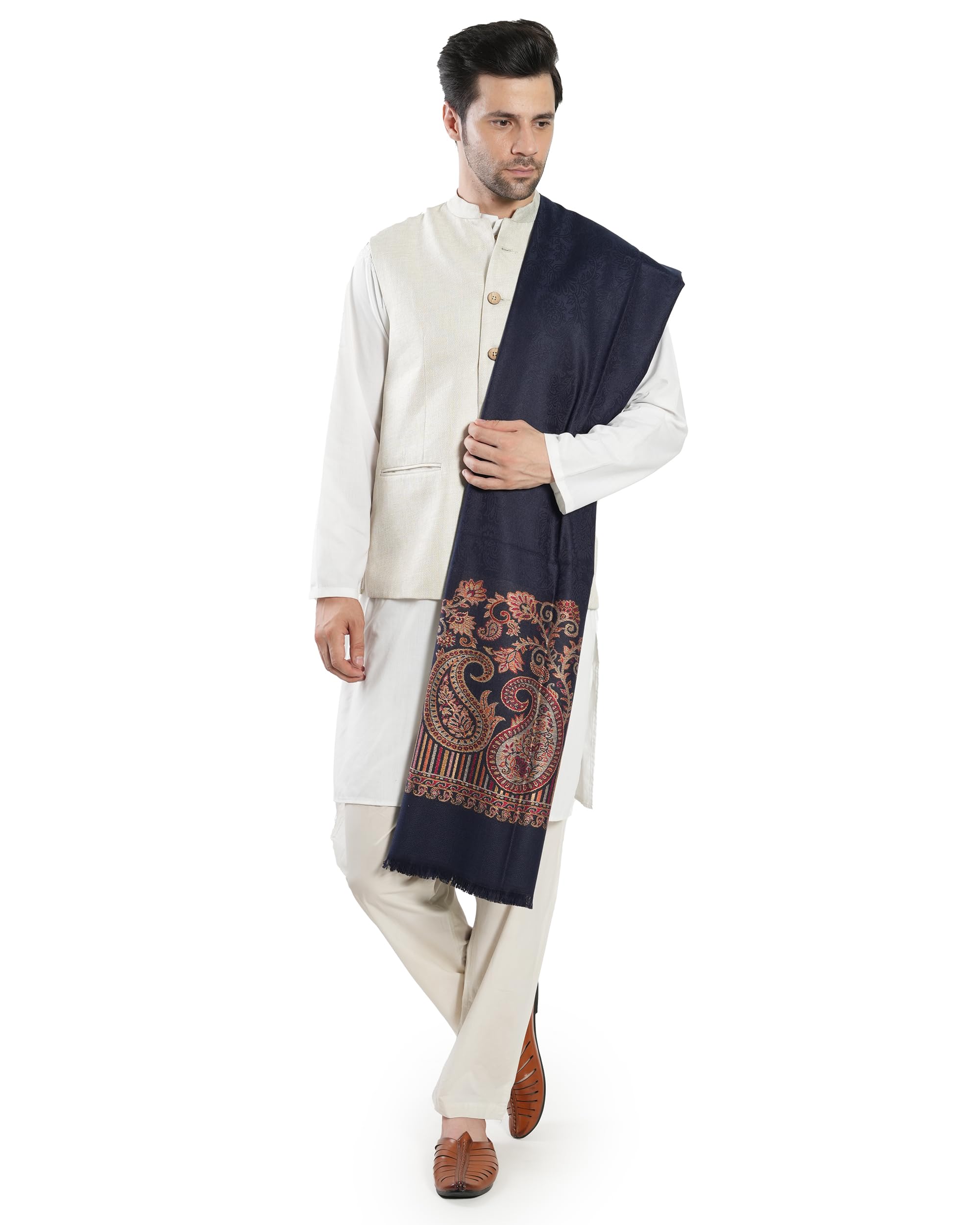 manra Men's Fineness Kaani Paisley Weave Kashmiri Woolen, Jamawar Design Warm Shawl_Kani Border 959-picture-48