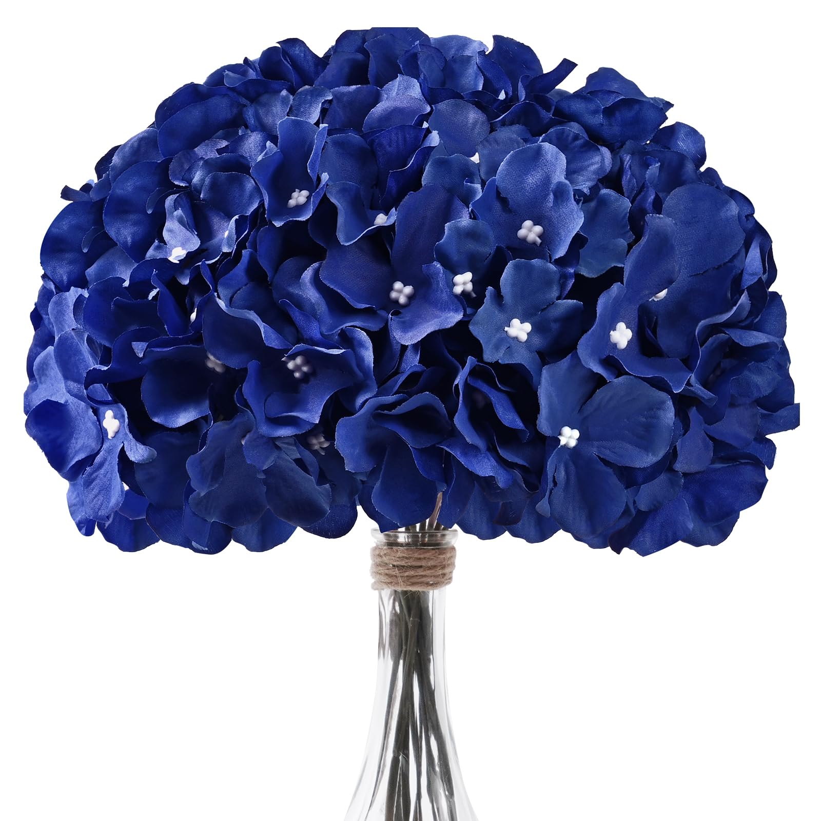 Alishomtll5 Pcs Hydrangea Artificial Flowers with Detachable Stems Full Silk Hydrangeas Heads for Decorations, Faux Hydrangea Flowers for Wedding Decor Centerpieces DIY Project (Royal Blue)