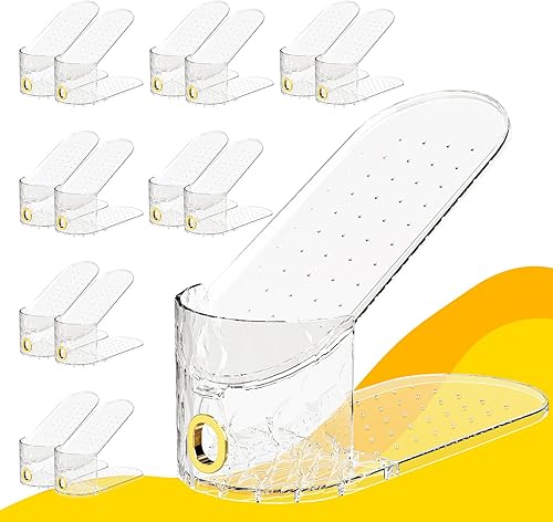 Miniatura 1 de Organizador de ranuras para zapatos, paquete de 15 apiladores de zapatos ajustables para almacenamiento en el armario, ahorro de espacio de doble