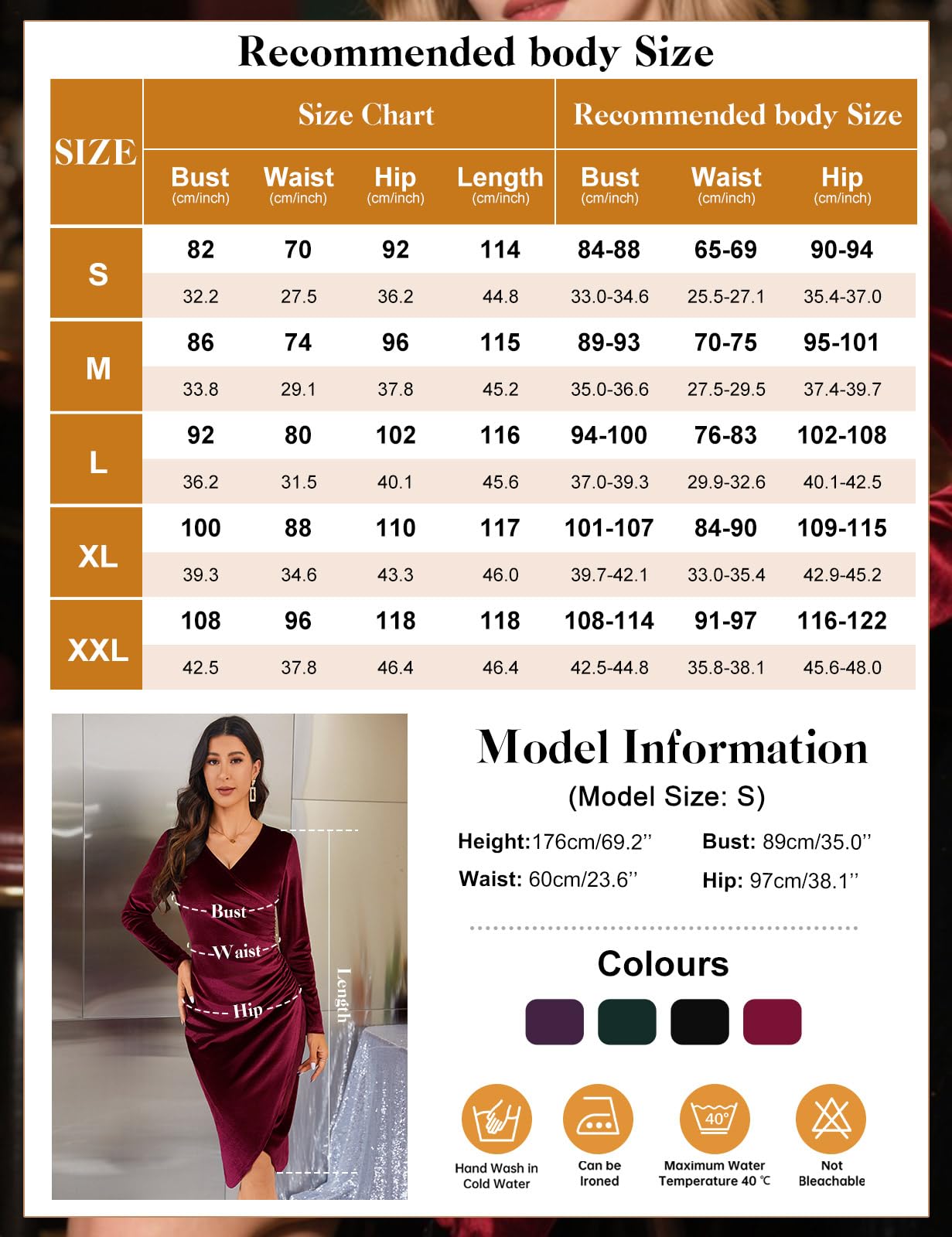 CMTOP Abito Elegante Donna Vestito Velluto Invernale Abito da Donna Manica Lunga con Scollo a V Sexy Abiti da Sera Lunghi Maxi Abito da Cocktail Cerimonia Feste Autunno e Inverno