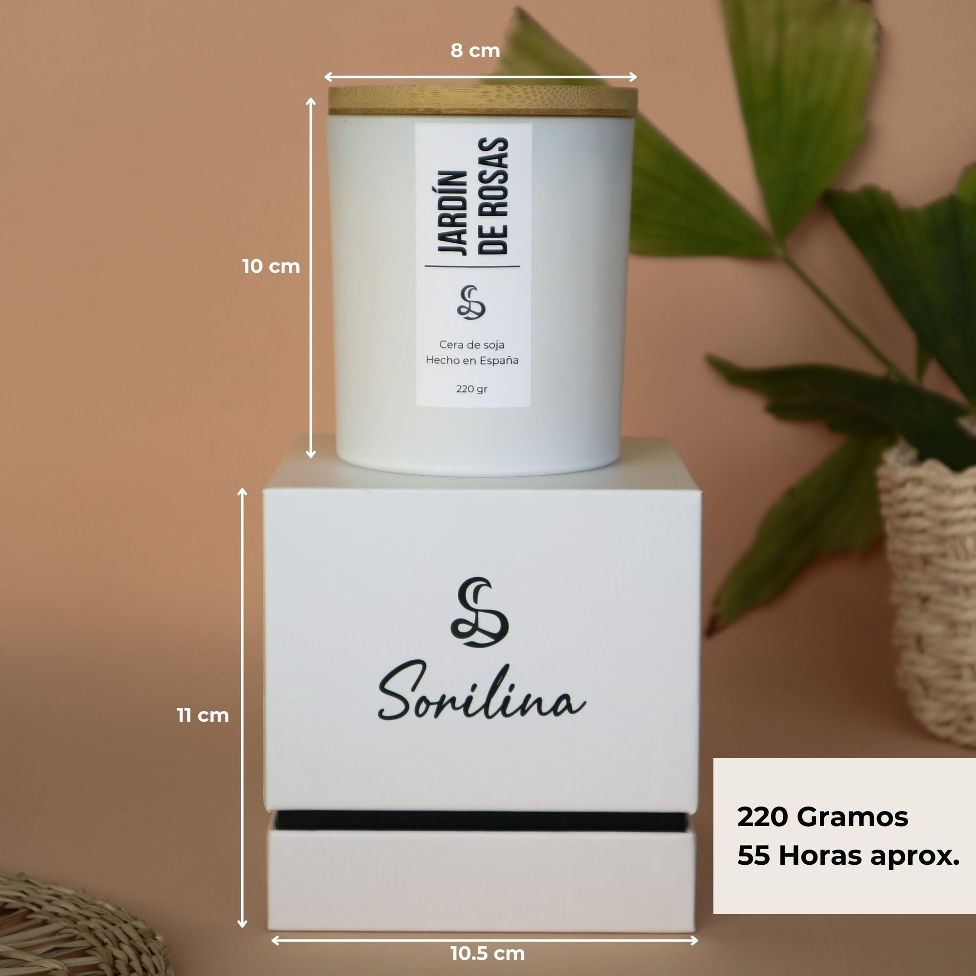 Vela Aromática de Rosas Grande - Aroma Intenso | Cera de Soja, Mecha de Madera, Cerillas de Regalo