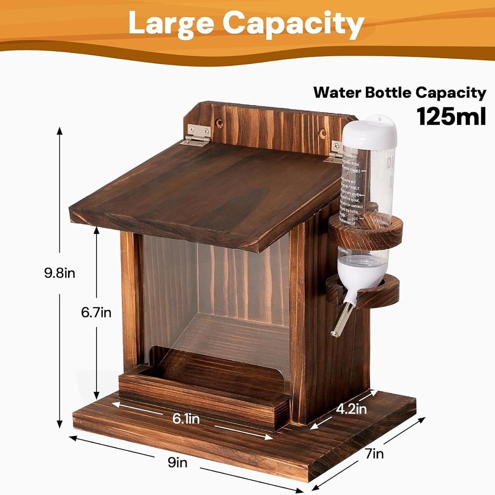 Comedero para Ardillas Fabricado para Uso en Exterior, Casa para Ardillas Listadas, Estación Alimentación Ardillas con Tapa, Resistente a La Intemperie para Jardín de Invierno Exterior