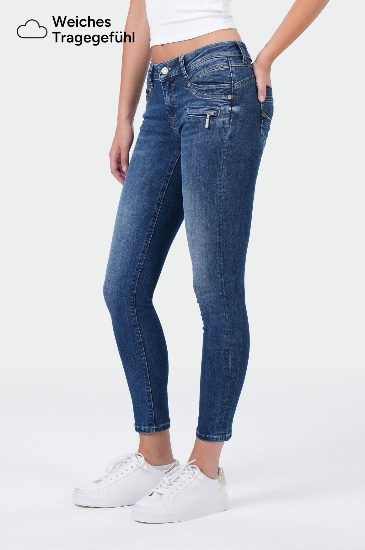 M.O.D Suzy Damen Skinny Jeans – Figurbetonte Stretch Denim Hose, knöchellange Passform, mittlere Bundhöhe, Klassische 5-Pocket Damenjeans für Elegante & Casual Looks