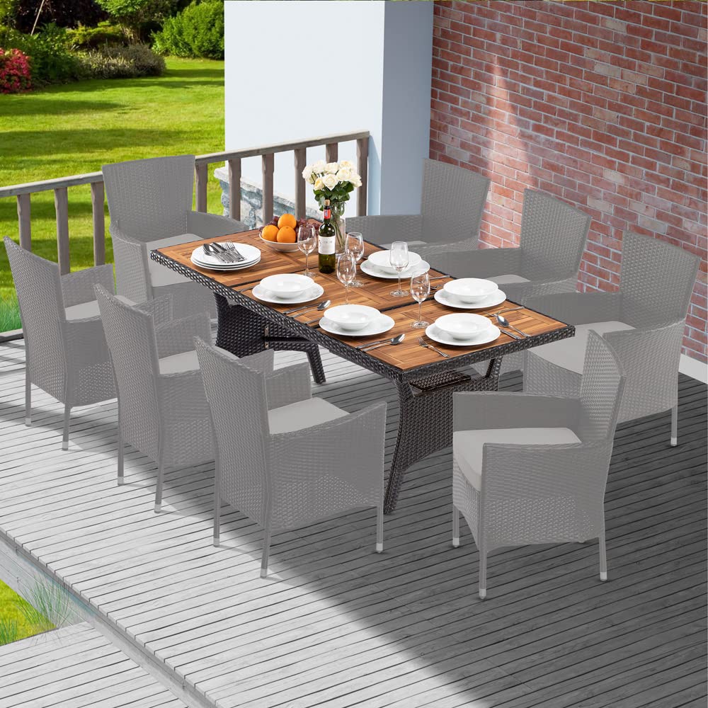 CASARIA® Mesa de Jardín Comedor 190x90cm Madera de Acacia Certificado FSC® Mueble Terraza Patio Marrón