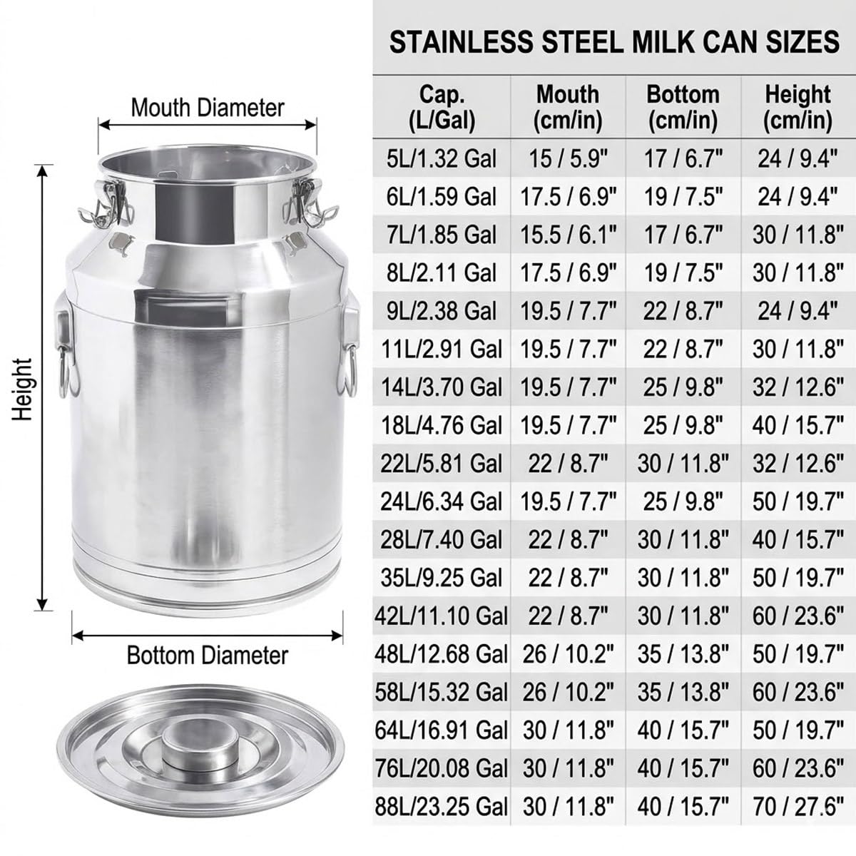 Fusto per Olio in Acciaio Inox 5l 10l 15l 20l 30l 50l, Contenitore Alimentare con Rubinetto e Guarnizione Antiperdita, Bidone Antiruggine per Cucina(With Spigot,9L/2.38Gal)