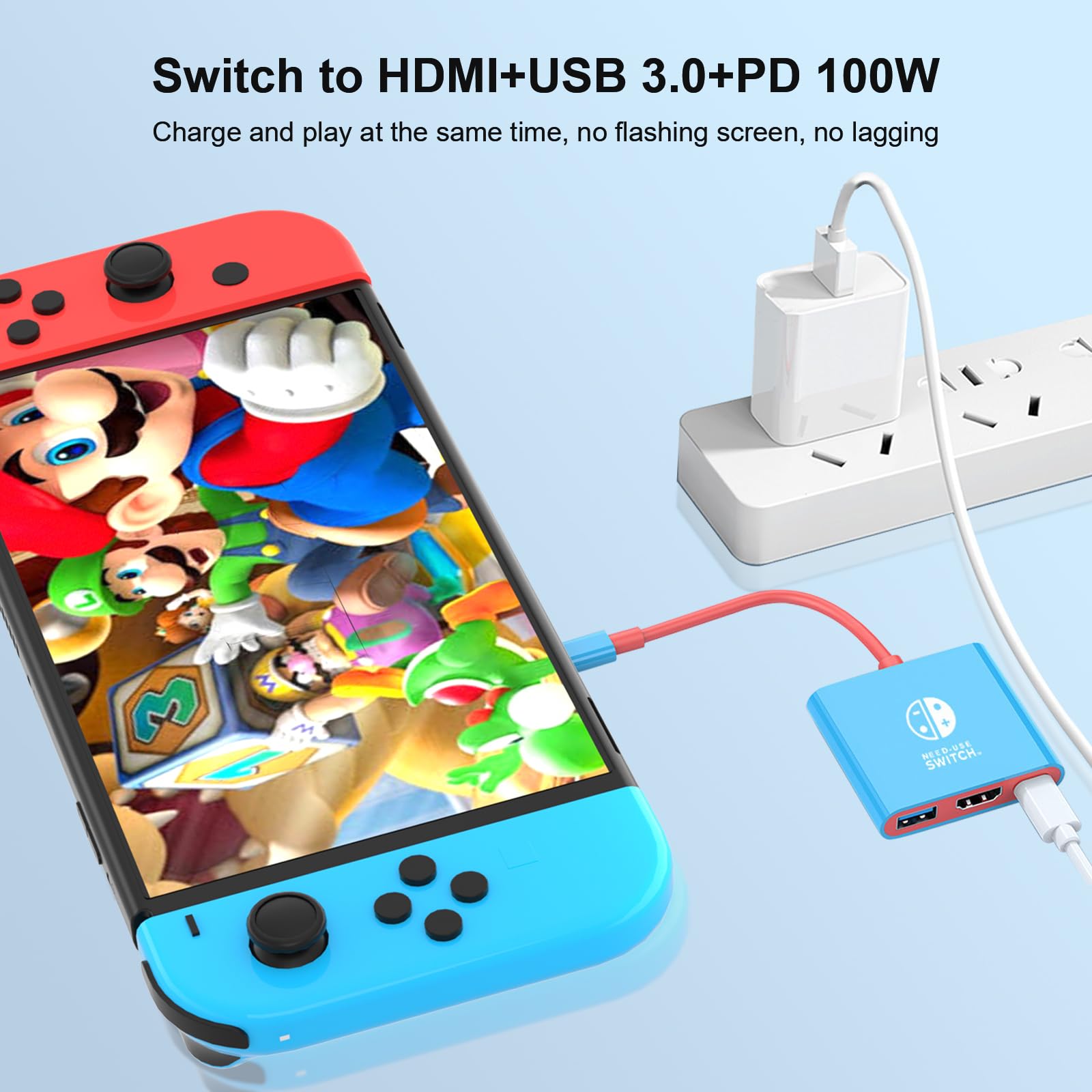 Amazon.com: 便攜式開關底座類型C 至HDMI 轉換線,Switch 電視轉接器擴充基座,相容於Nintendo Switch  支援4K/60HZ,便攜式Nintendo Switch 旅行底座: