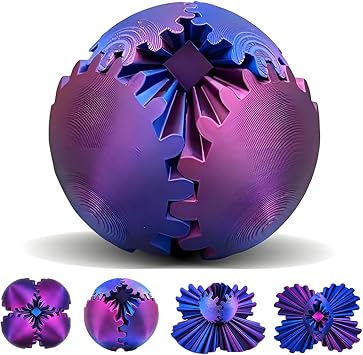 Impossible Gearsphere Age 3+, 3D Printed Gear Sphere - كرة التروس الدوارة Steampunk Wonder Fidget، لعبة التروس المكعبة Gearsphere للمكتب والمنزل، ألعاب تخفيف التوتر الرائعة هدية للأطفال والكبار