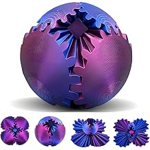 كرة تروس مطبوعة ثلاثية الأبعاد - كرة تروس دوارة Steampunk Wonder Fidget Gear Ball Gear Sphere Cube Fidget Toys للمكتب والمنزل أشياء رائعة هدية لعبة للأطفال البالغين بعمر 3+ عامًا