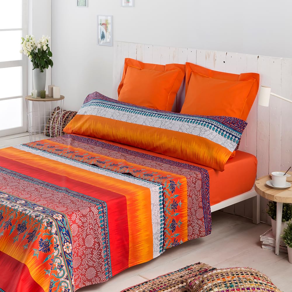 COTTON ARTean Juego de sabanas Indi Cama de 90 x 190/200. 100% ALGODÓN.