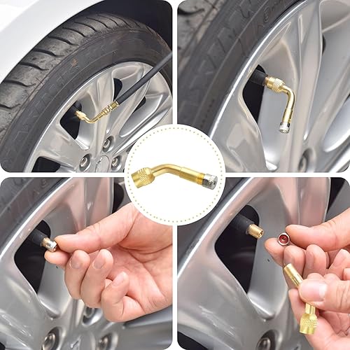 Miniatura 4 de Extensión de válvula de neumático, extensores de vástago de válvula flexible de 8.25 pulgadas con adaptador de extensión de válvula de neumático