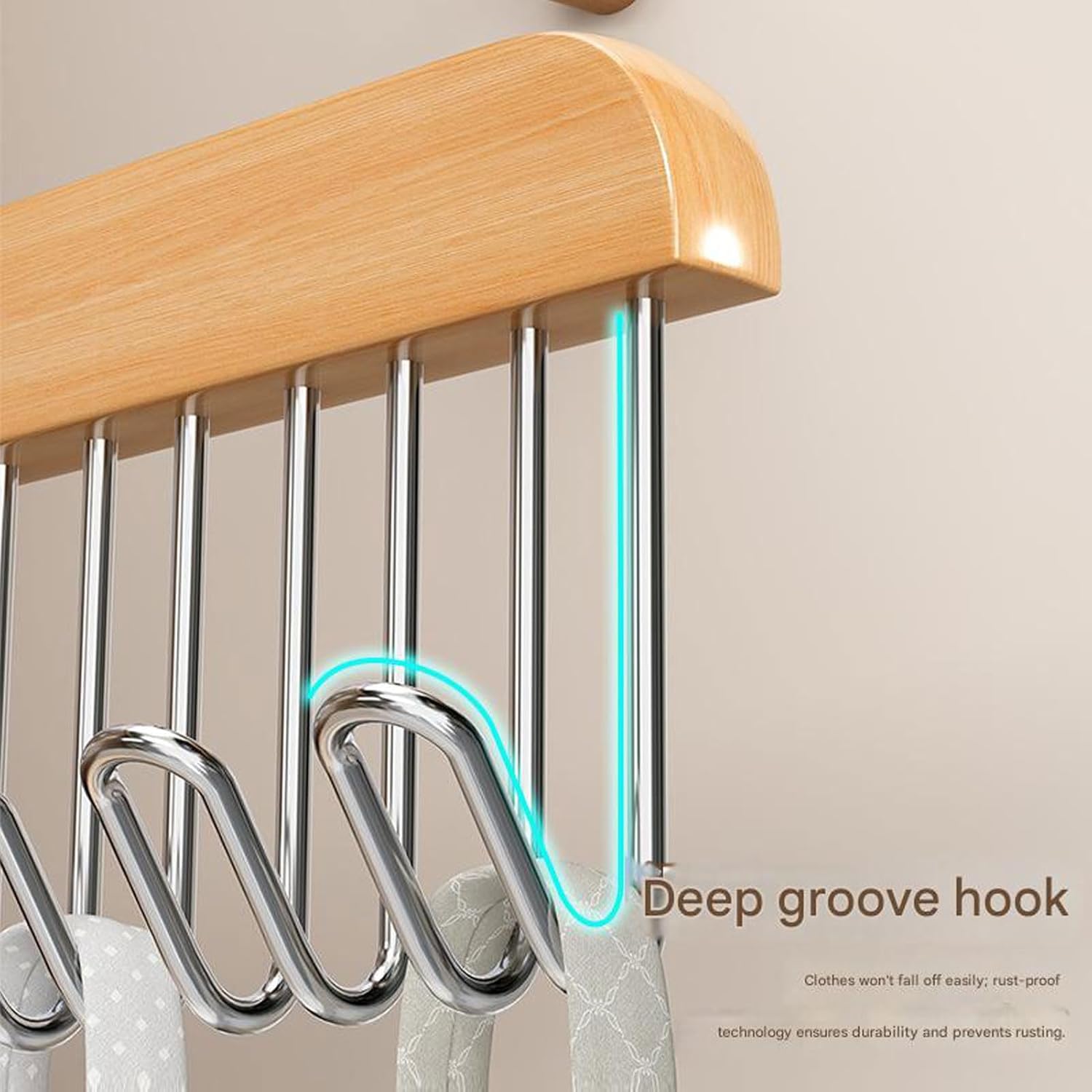 Solid Wood Hanger with 360° Rotating Hook, Deep Groove Design for Ties, Belts & Vests - Multi-Functional Closet Organizer for Men, Travel & Retail Display (A 2pack)