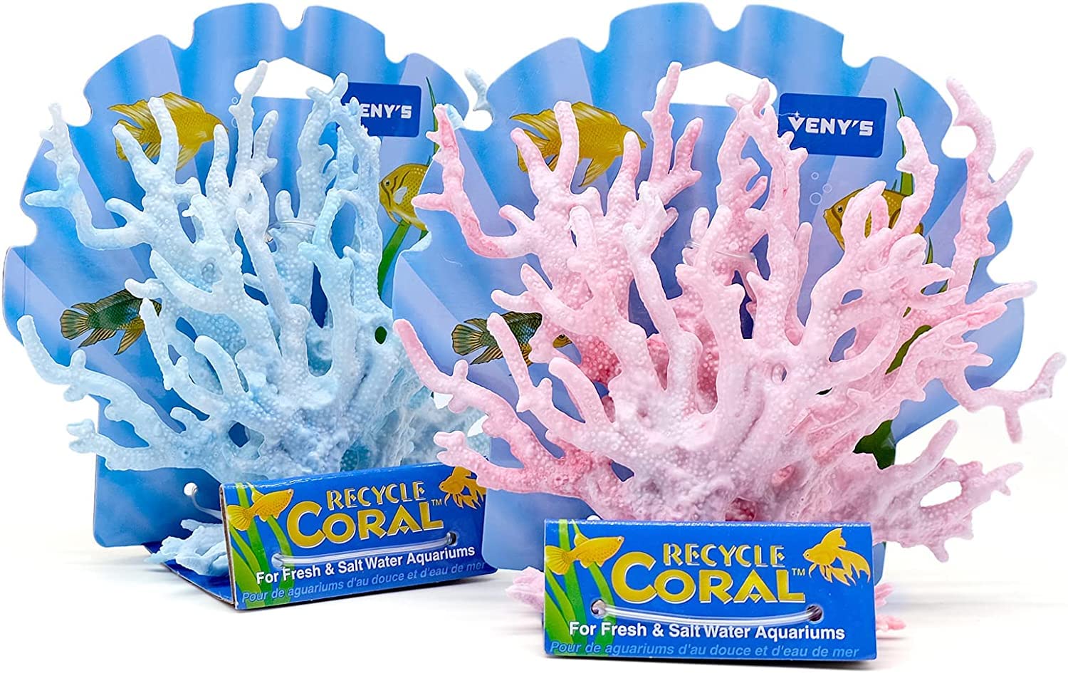 2 Pièces Corail Artificiel Aquarium Décoration,Corail Faux Ornament Réservoir de Poisson, Aquarium Plante Artificielle Deco Corails en Résine, pour sous-Marines Fish Tank Décor, Bleu Rose