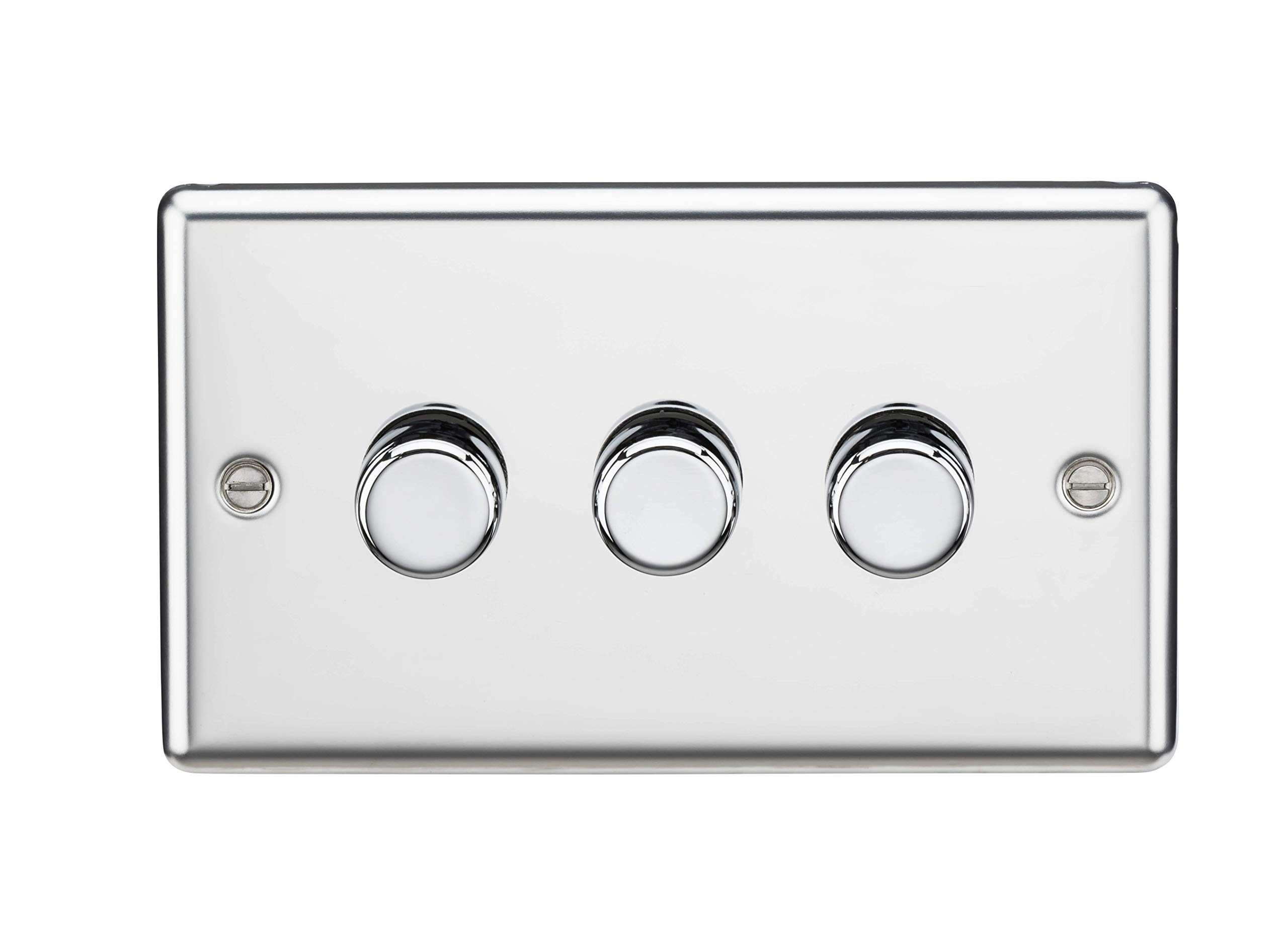 Knightsbridge Polished Chrome 3G 2 Way 10-200W (5-150W Led) Trailing Edge Dimmer - Rounded Edge