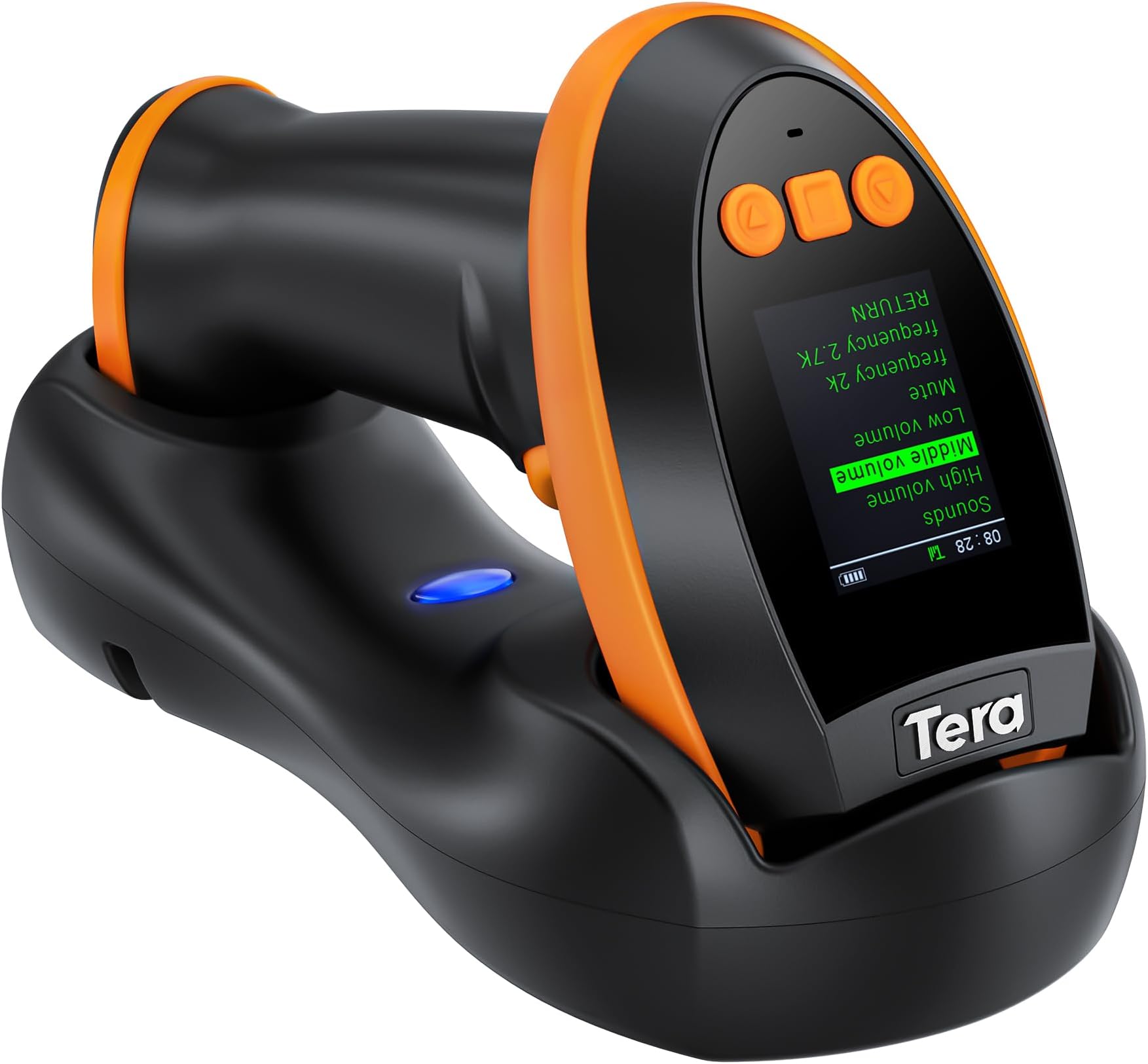 Tera Barcode Scanner with Digital Setting Screen & Keypad, Pro Version Extra Fast Scanning Speed, Works with Bluetooth 2.4G Wireless & USB Wired, 1D 2D QR Handheld Image Bar Code Reader Model HW0009