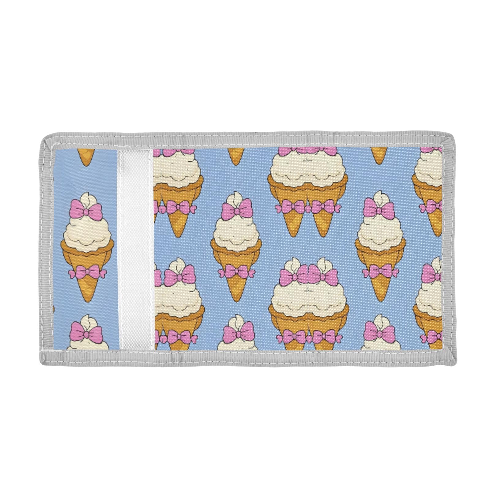 ALAZA Kids Wallets for Boys Girls Toddler Trifold Wallet Children Small Ice Cream Blue Bowtie with Zipper Coin Pocket