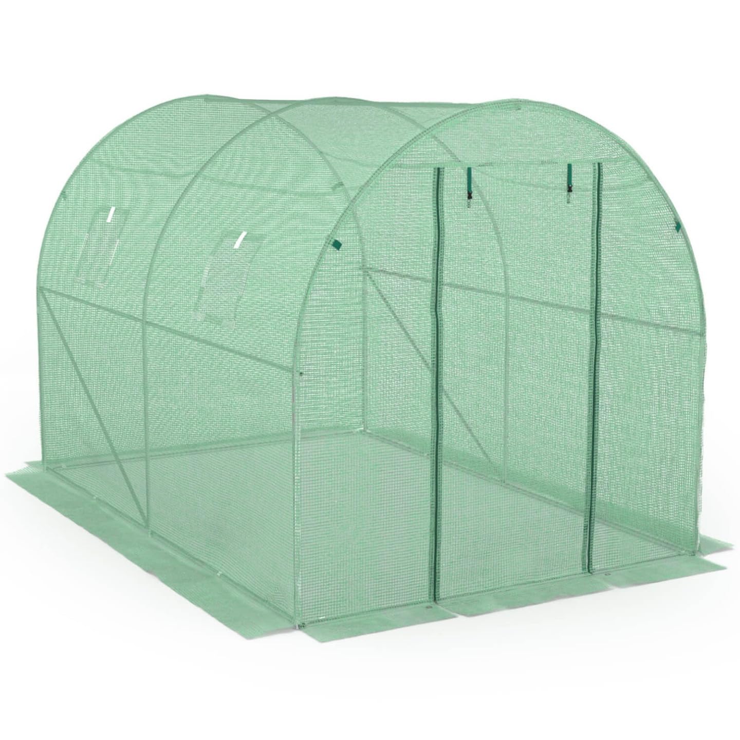 IDMarket - Serra da giardino a tunnel da 6 m², 3 x 2 x 2 m, in acciaio zincato + telo anti-UV con porta e finestre ROMA verde, per tutte le