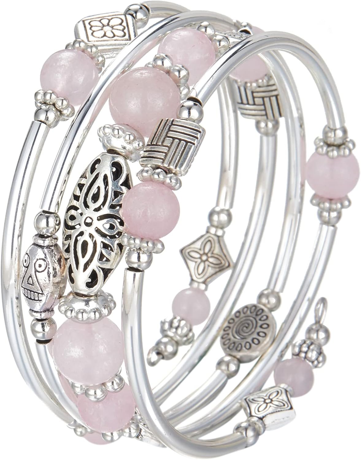 BULINLIN Layered Wrap Bangle Turquoise Bracelet - Bead Bracelet with Natural Agate Stone, Gifts For Women - Image 3