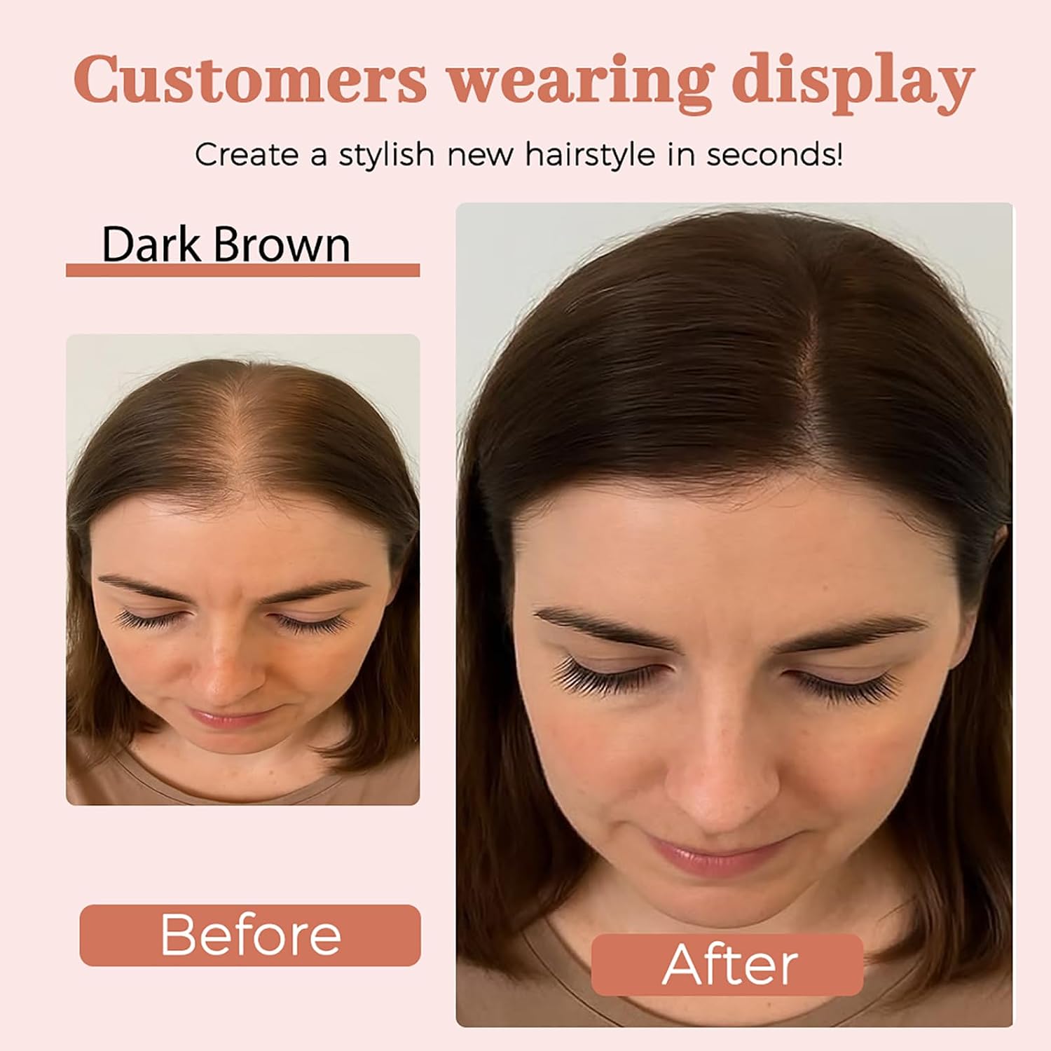 Matriarchs Hair Toppers For Women Real Human Hair,360° 3D Human Hair Topper 12inch Curtain Bangs Clip in Toppers Hairpieces With Thinning Crown and Natural Coverage （Dark Brown）