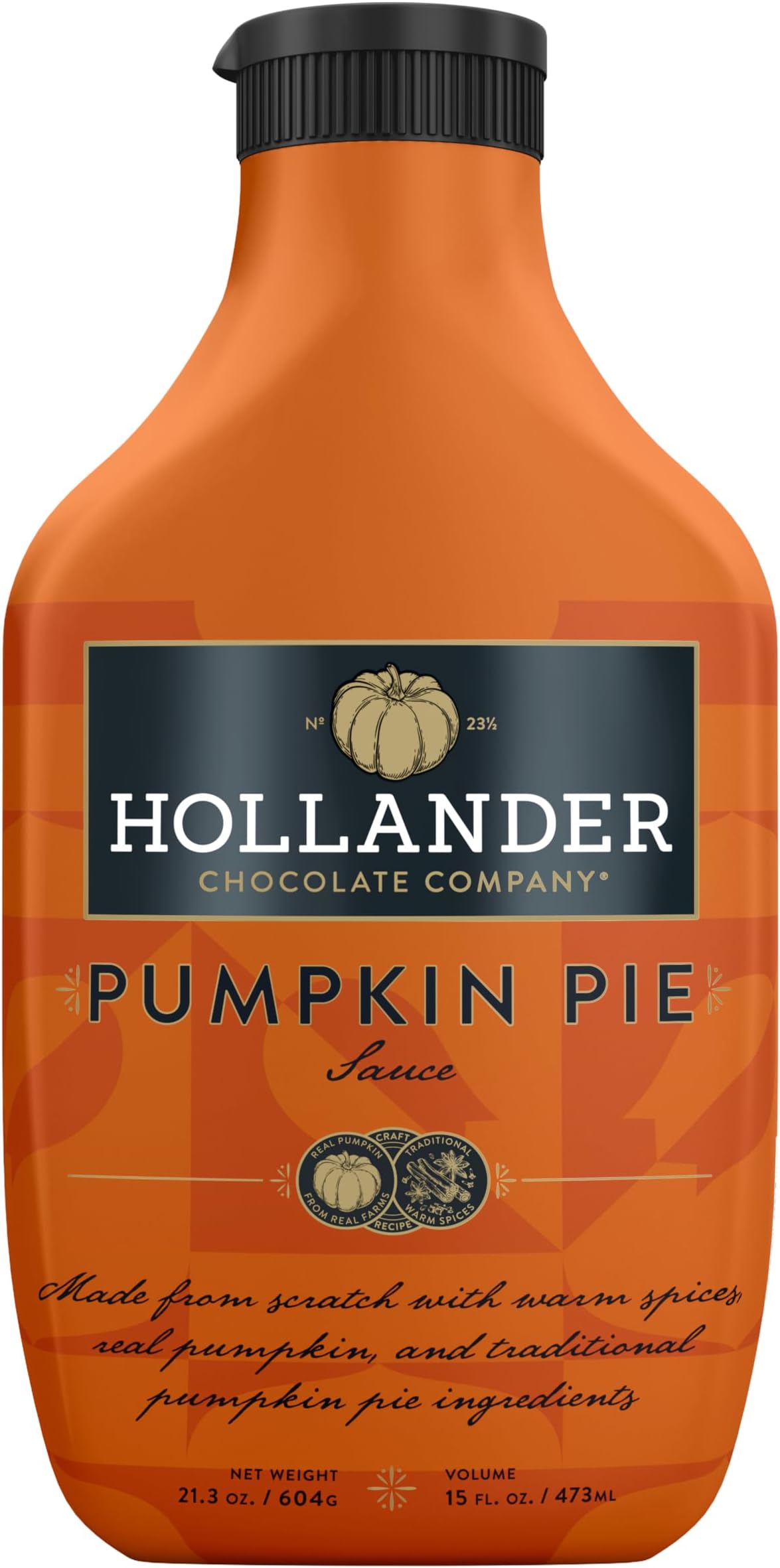 Hollander Pumpkin Pie Sauce 15 FL OZ (Squeeze Bottle) | Made with Real Pumpkin | GMO-Free, Corn Syrup Free, Gluten Free