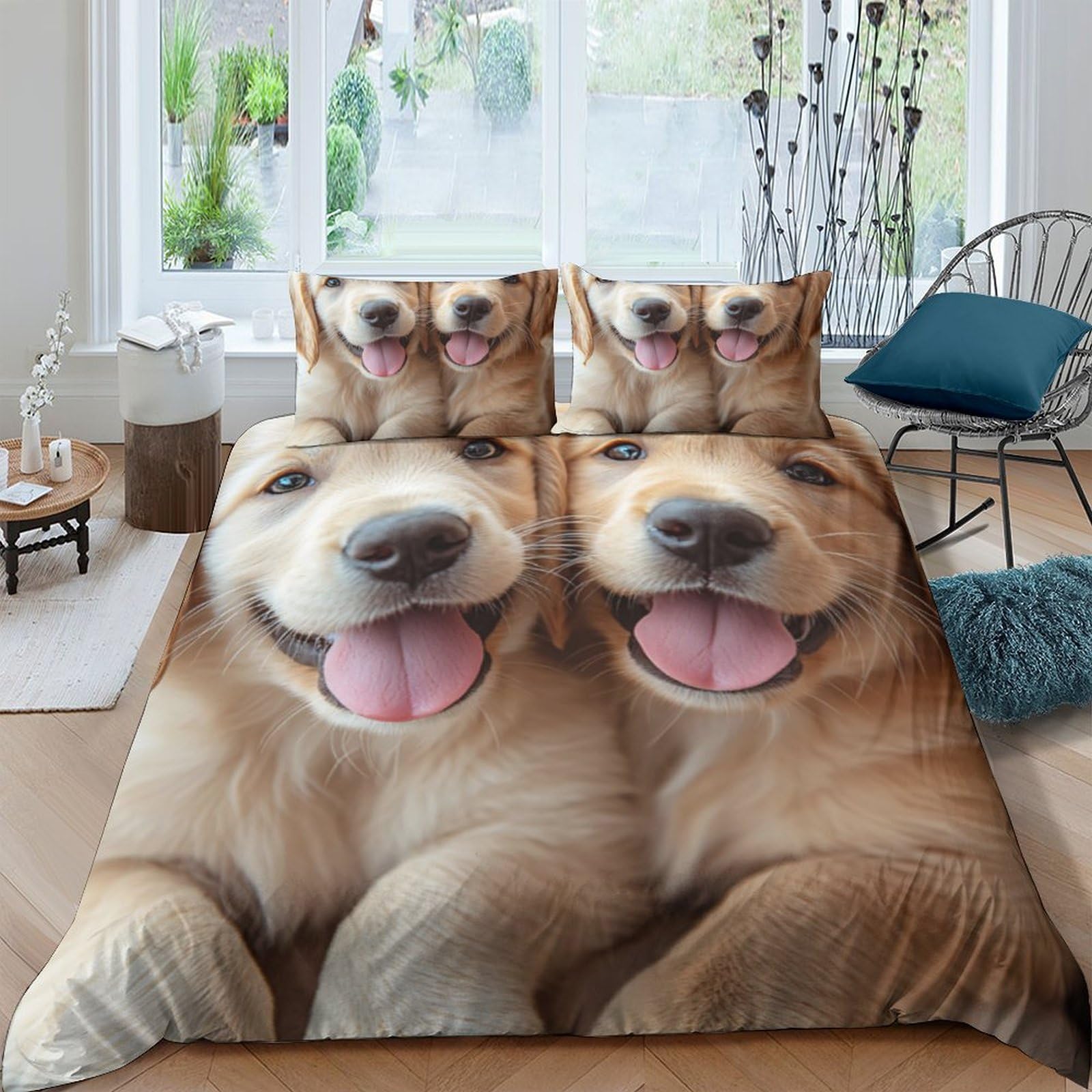 Ctjqhvkz Style-6 3D Printed Smiling Dog Fitted Sheet Microfiber Soft Breathable Puppy Bed Cover For Bedroom Guest Room Decor Protection Single（135X200cm）